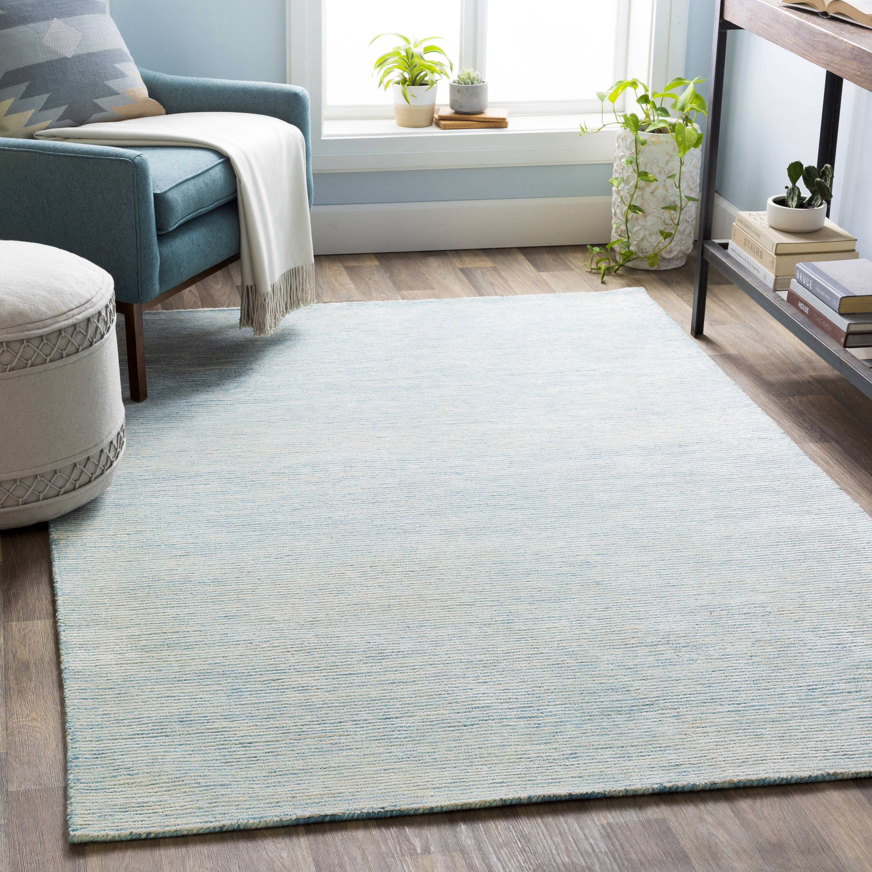 Surya Strada 8 x 10 Wool Aqua Indoor Solid Area Rug in the Rugs ...