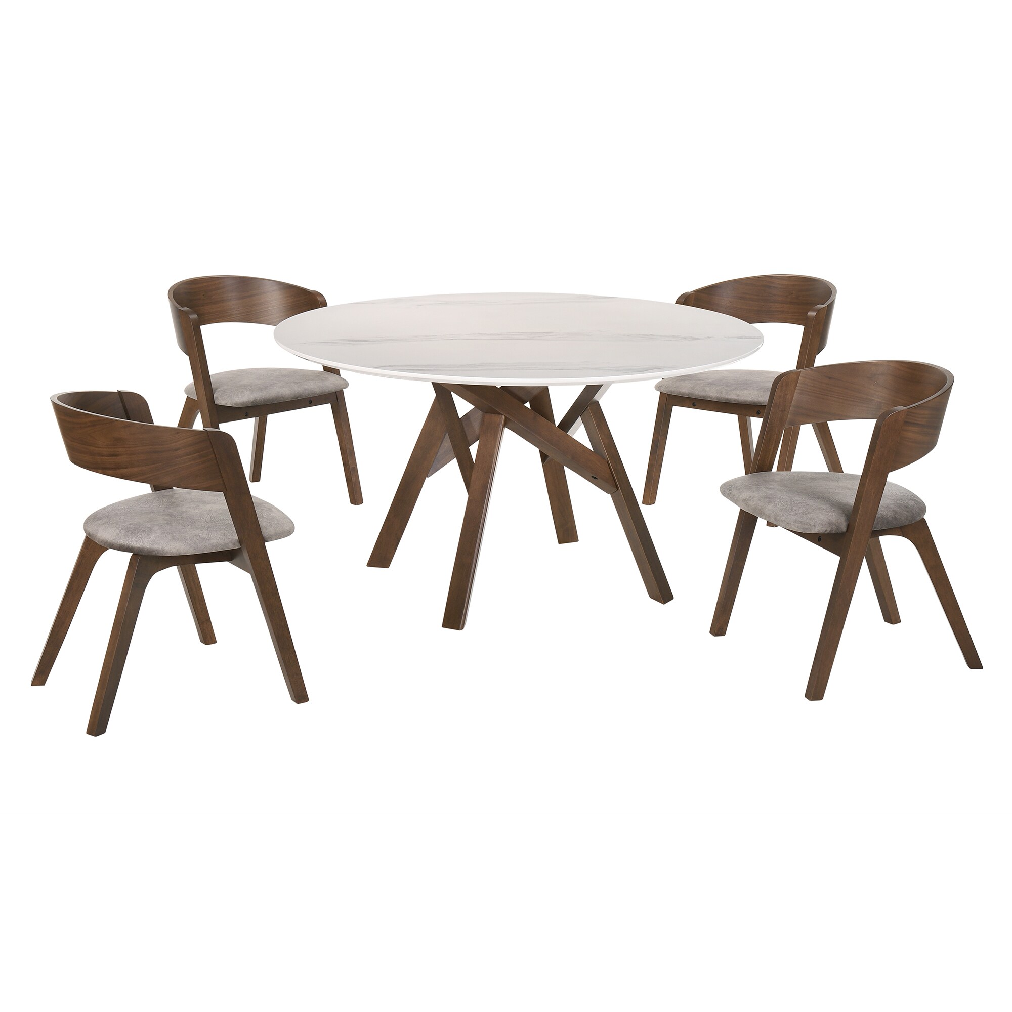 Armen Living SETVEDIWA5D Venus Walnut/gray Contemporary/Modern Dining Room Set with Round Table ( Seats 6 )