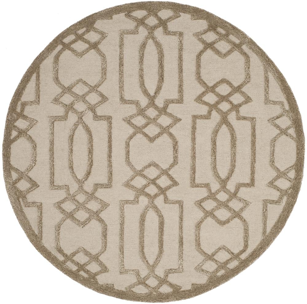 Safavieh BEL138A-5R Bella Soma 5 x 5 (ft) Tufted Wool Sand/Brown Round Indoor Geometric Farmhouse/Cottage Area rug