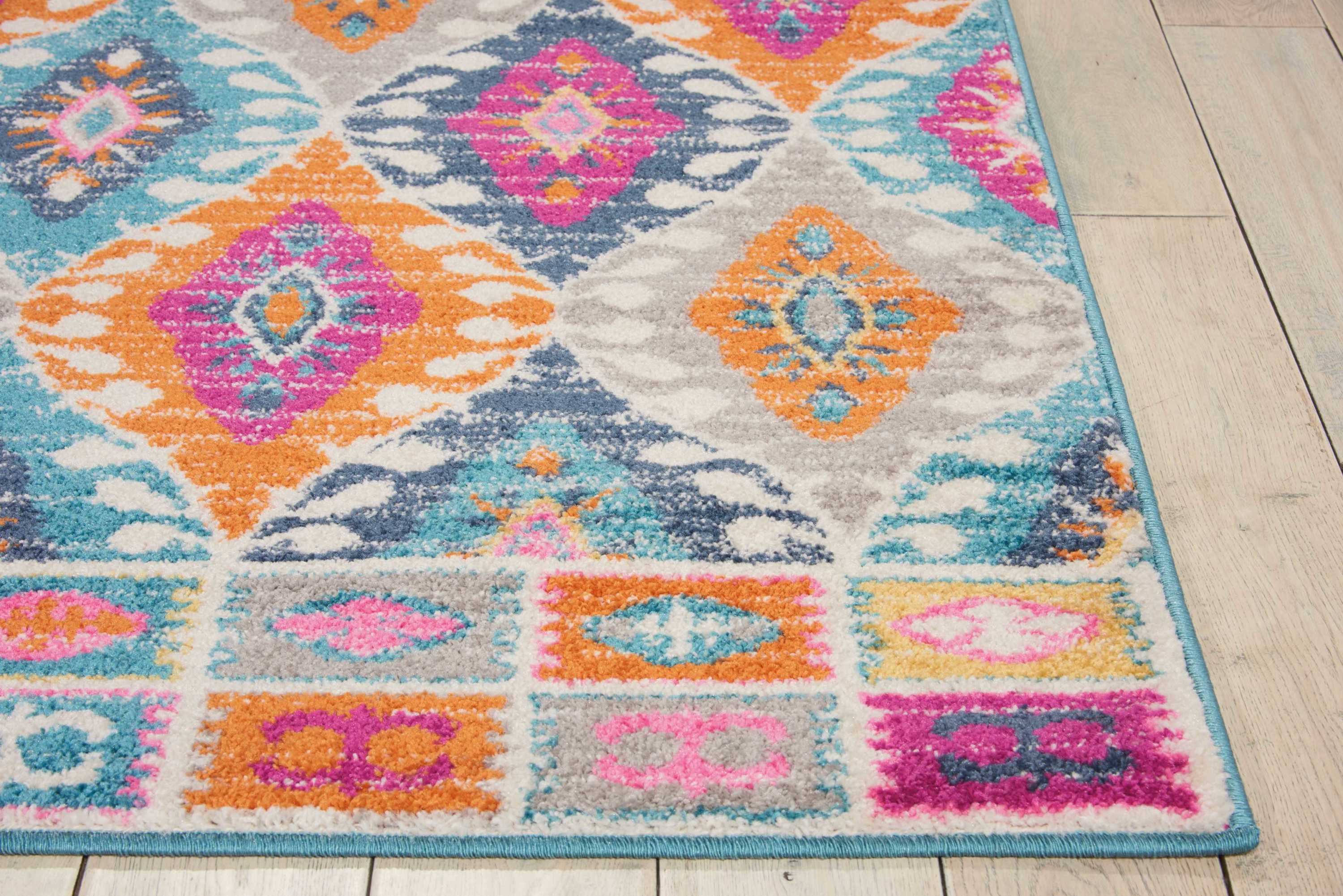 Multicolor Geometric Boho-Chic Synthetic Area Rug