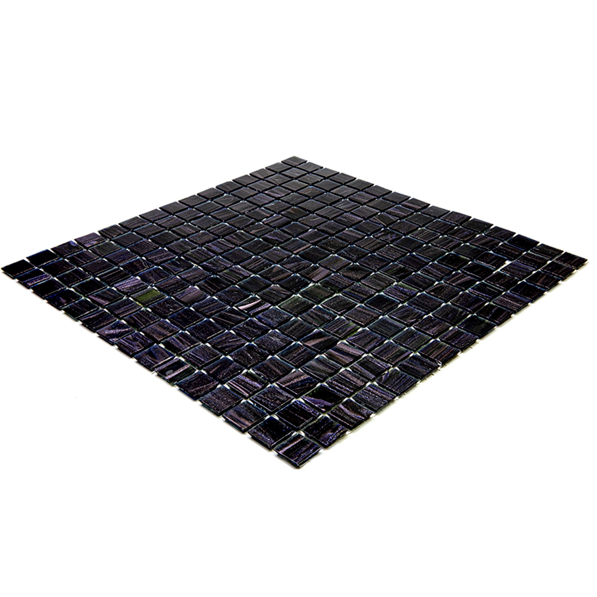 Celestial 12 in. x 12 in. Glossy Oil Black Glass Mosaic Tile