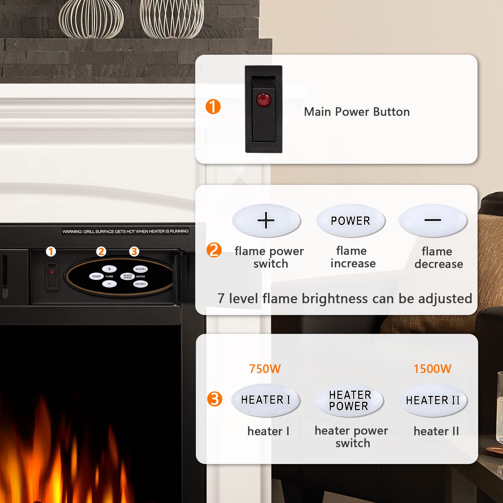 COWSAR LSSM18FP06W Electric-Fireplaces - View #8