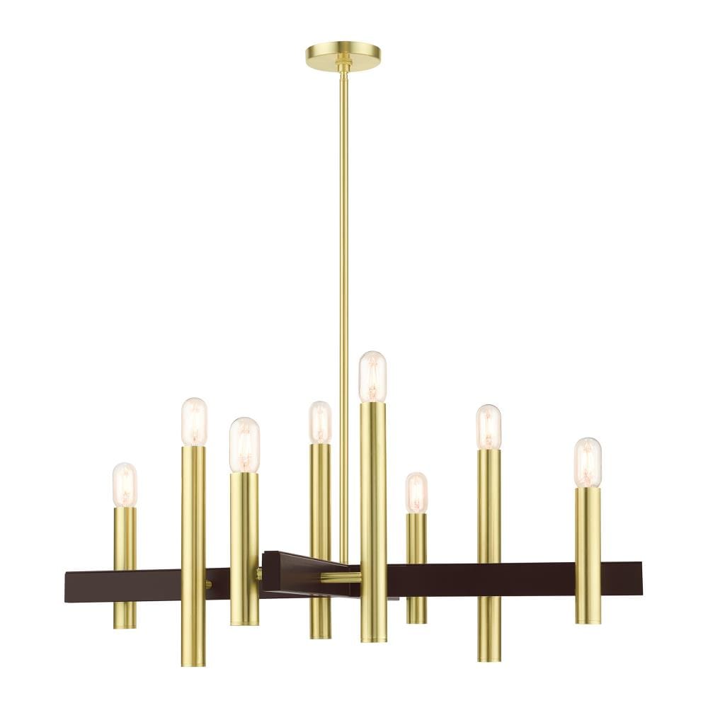 Livex Lighting 49998-12 Helsinki 8 -Light Satin Brass Modern/contemporary For Use in Bathrooms, Bedrooms, Dining Rooms, Foyers, Kitchens, Living Rooms Chandelier