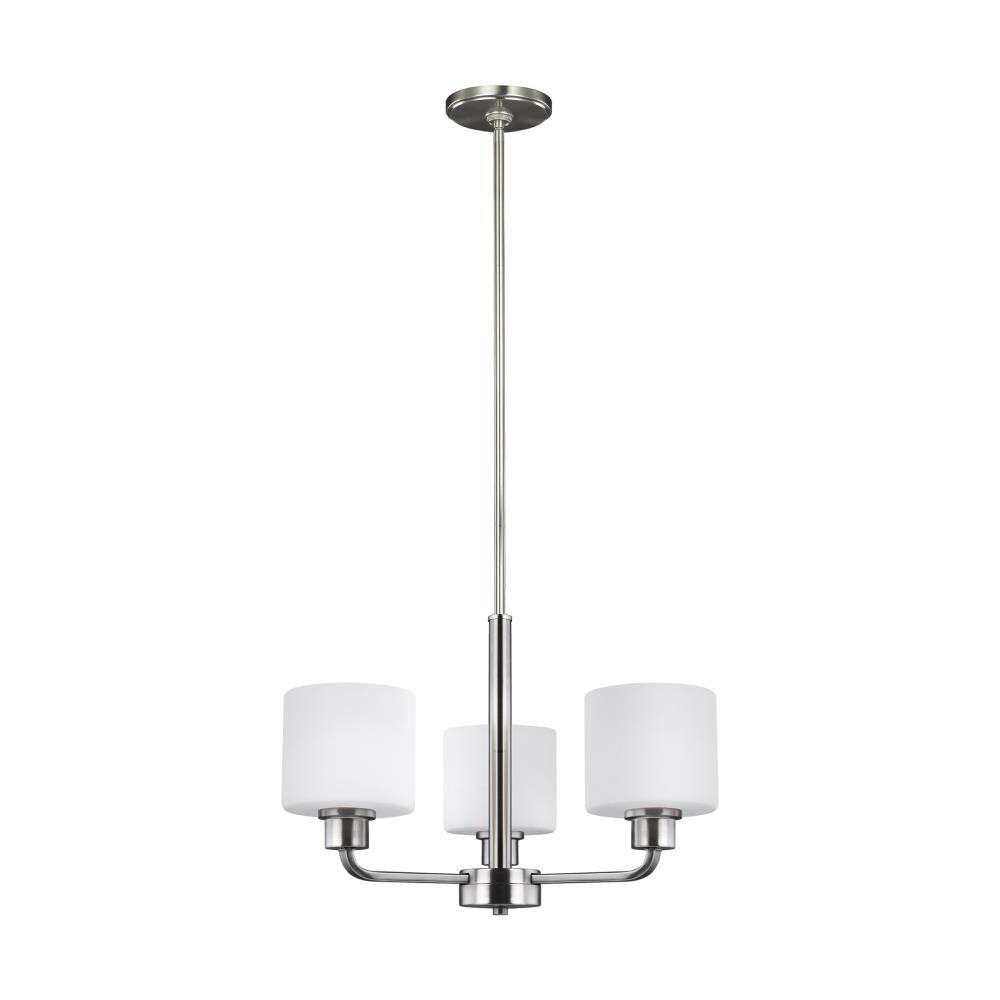 Generation Lighting 3128803EN3-962 Canfield 3 -Light Brushed Nickel Transitional For Use in Dining Rooms, Foyers, Kitchens, Chandelier