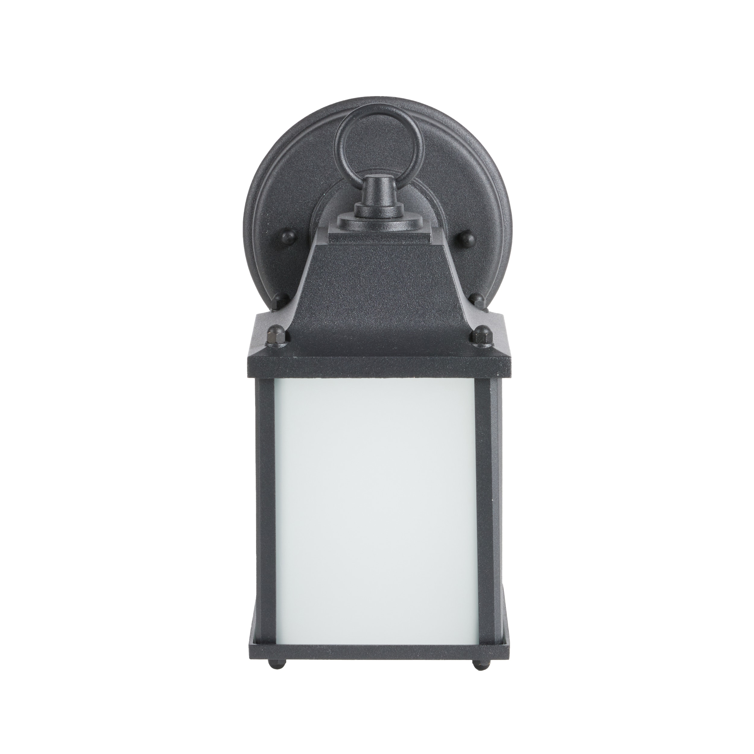 Black Aluminum LED Wall Lantern with Frosted Glass Shade