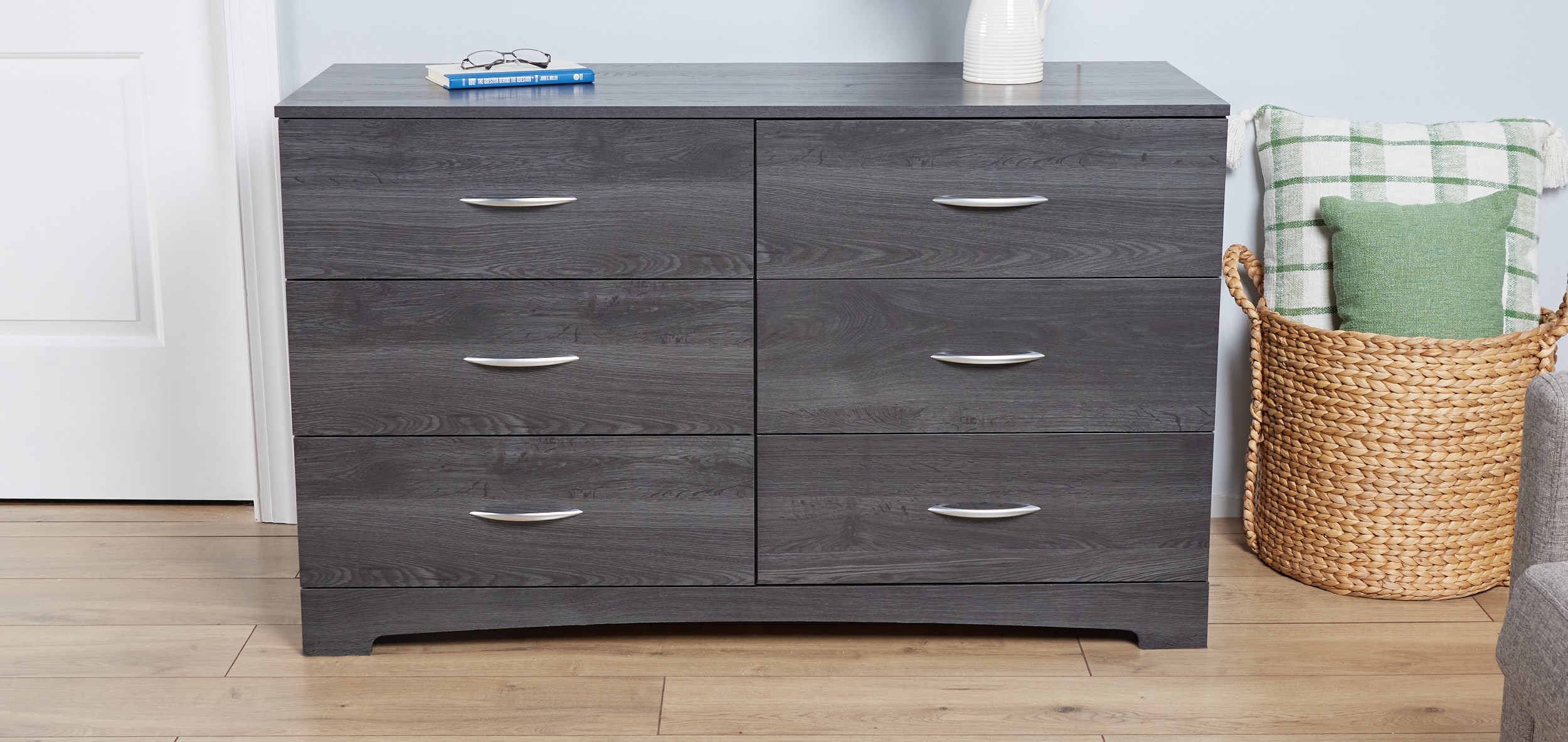 Gray Oak Double Dresser with Soft Close Drawers