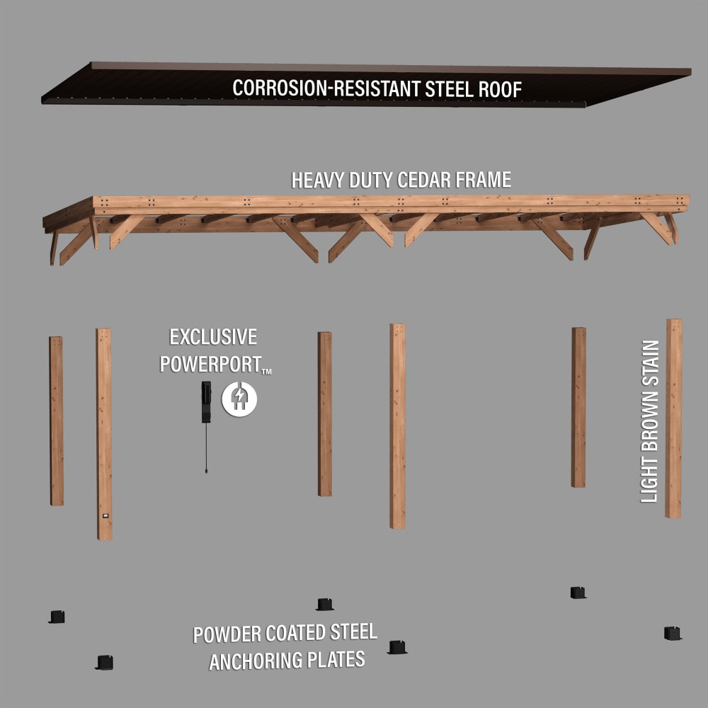 Arcadia 24'x12' Cedar Wood Gazebo with Galvanized Steel Roof