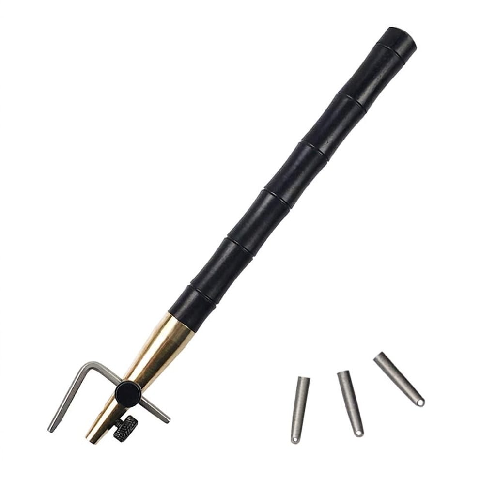Etokfoks  Leather Adjustable Groover Tool with 3 Stainless Steel Tips Ebony Handle Brass Head Professional Craft 1 Piece