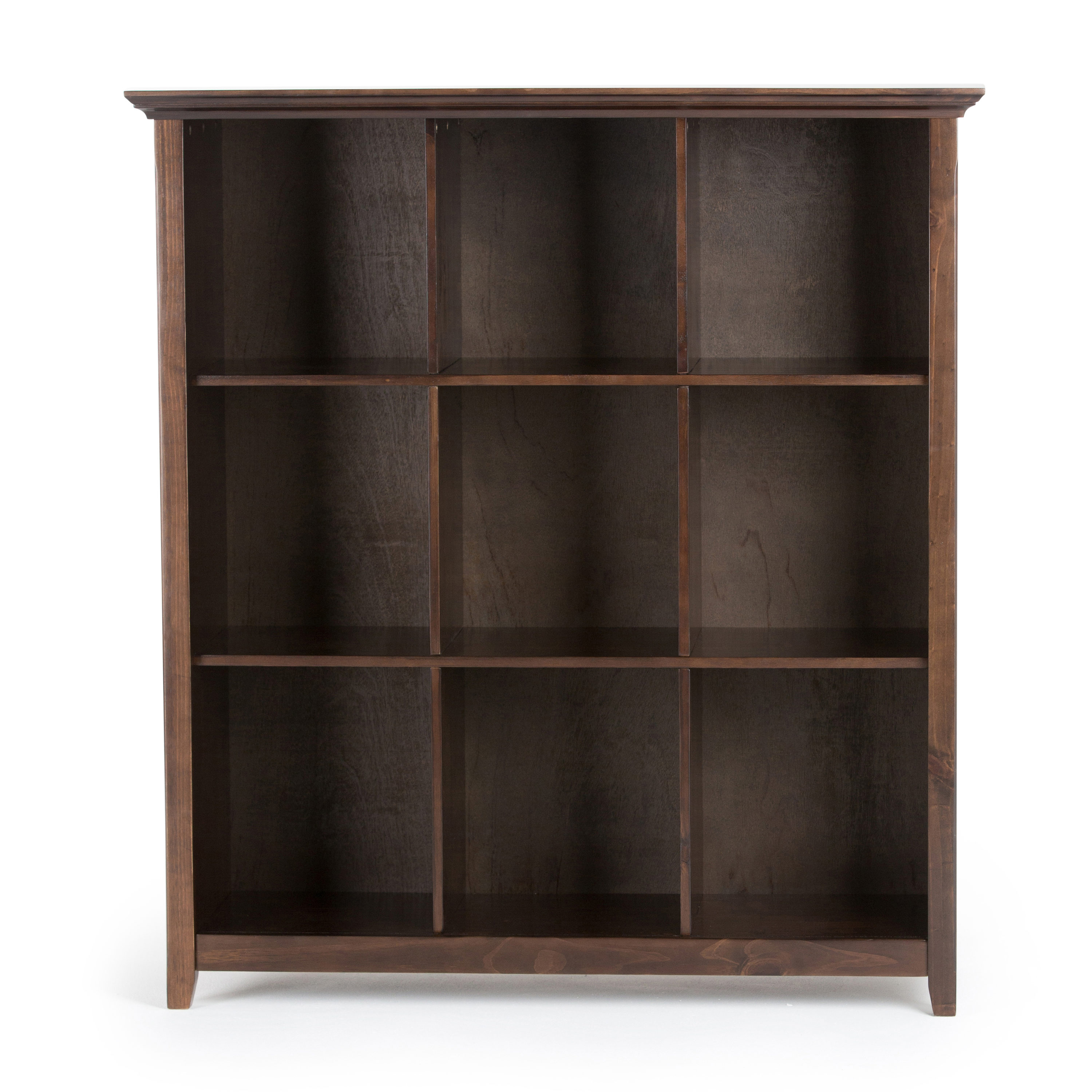 Brunette Brown Solid Wood 9-Cube Bookcase and Storage Unit