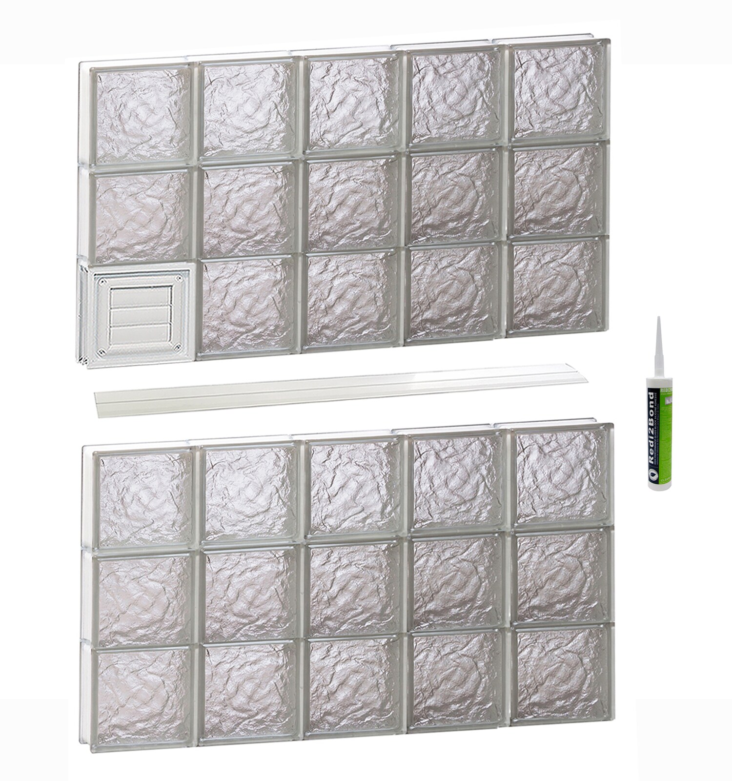 REDI2SET D4048IS Ice Glass 38-3/4-in x 46-1/2-in Frameless Replacement Dryer vent Glass Block Window