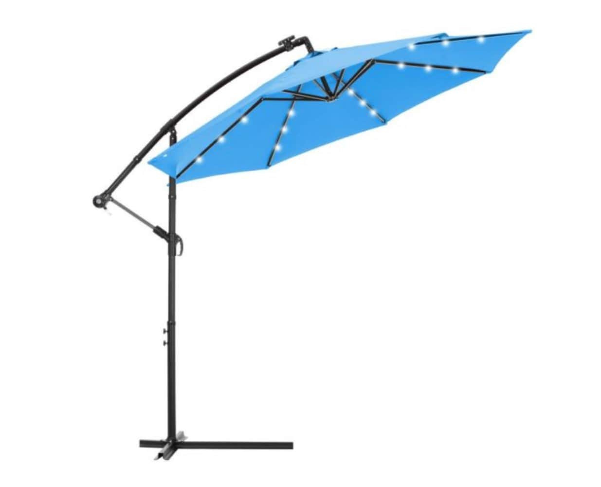 CASAINC WF-W41923058 10-Feet Steel Blue Cantilever Patio Umbrella with Lights and with Base
