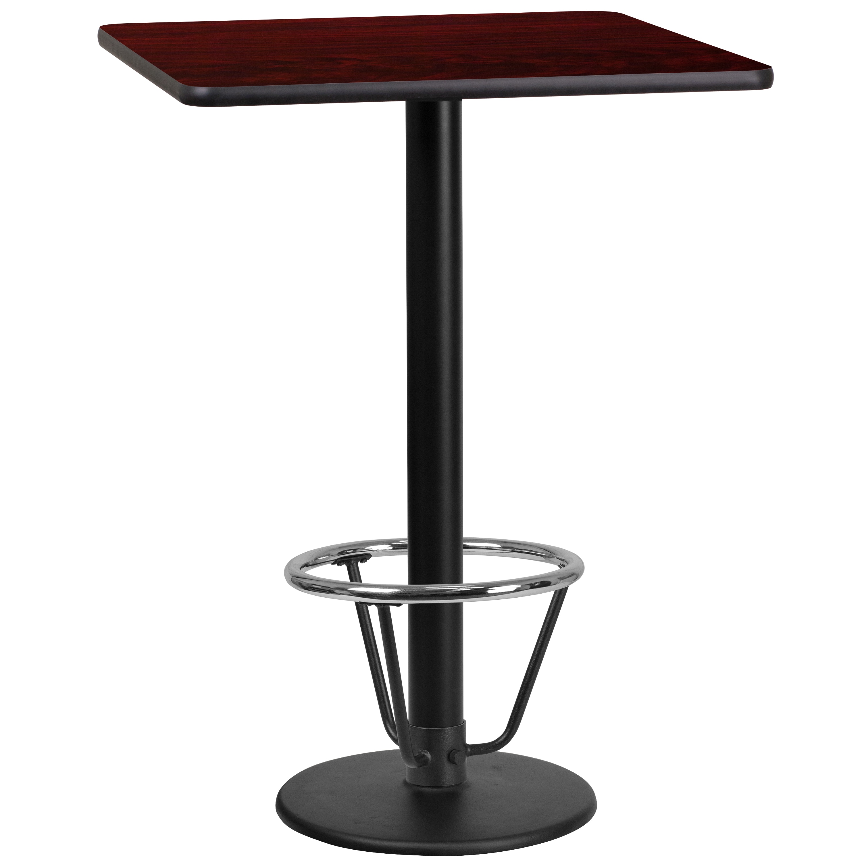 Flash Furniture 889142217824 Mahogany Contemporary/Modern Bar Table, Wood veneer with Black Metal Pedestal Base 24-Inches L x 43.13-Inches H