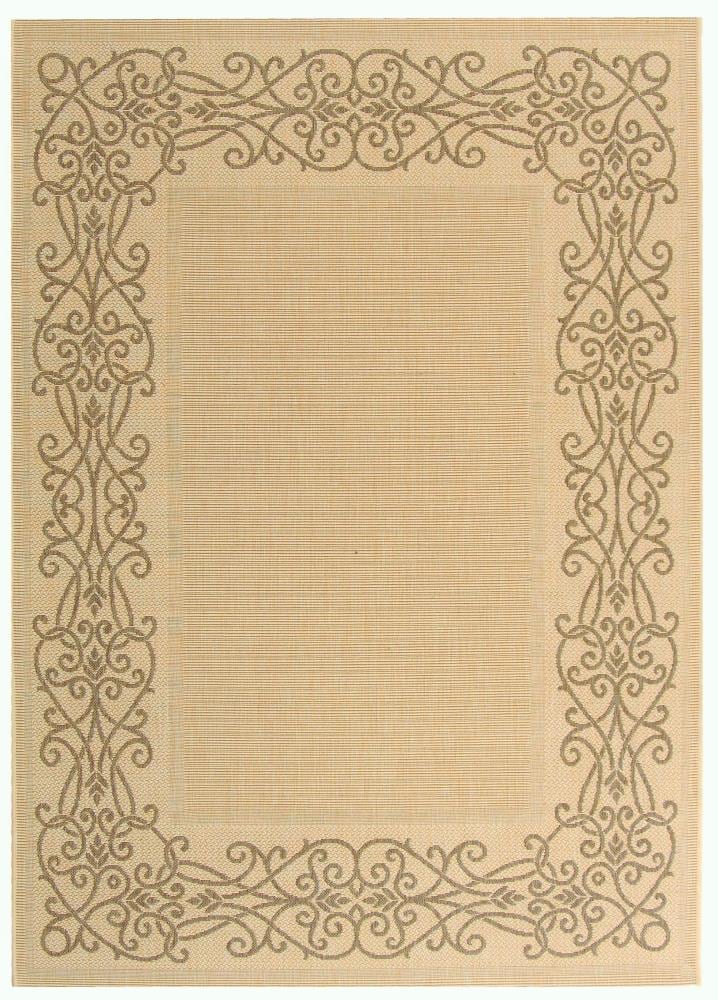 Safavieh CY1588-3001-5 Courtyard Symmetry 5 x 8 (ft) Loomed Polypropylene Natural/Brown Rectangular Indoor/Outdoor Border Area rug