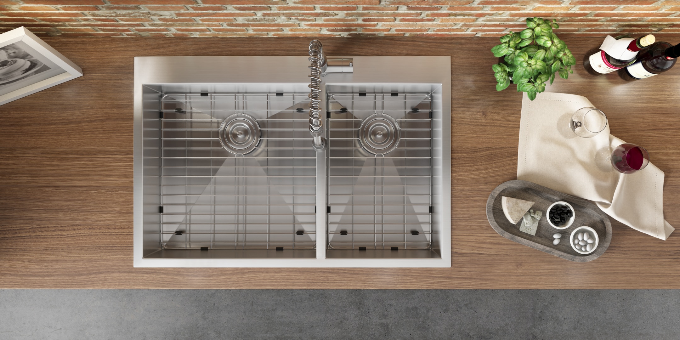 Ruvati 33" Stainless Steel Double Bowl Kitchen Sink