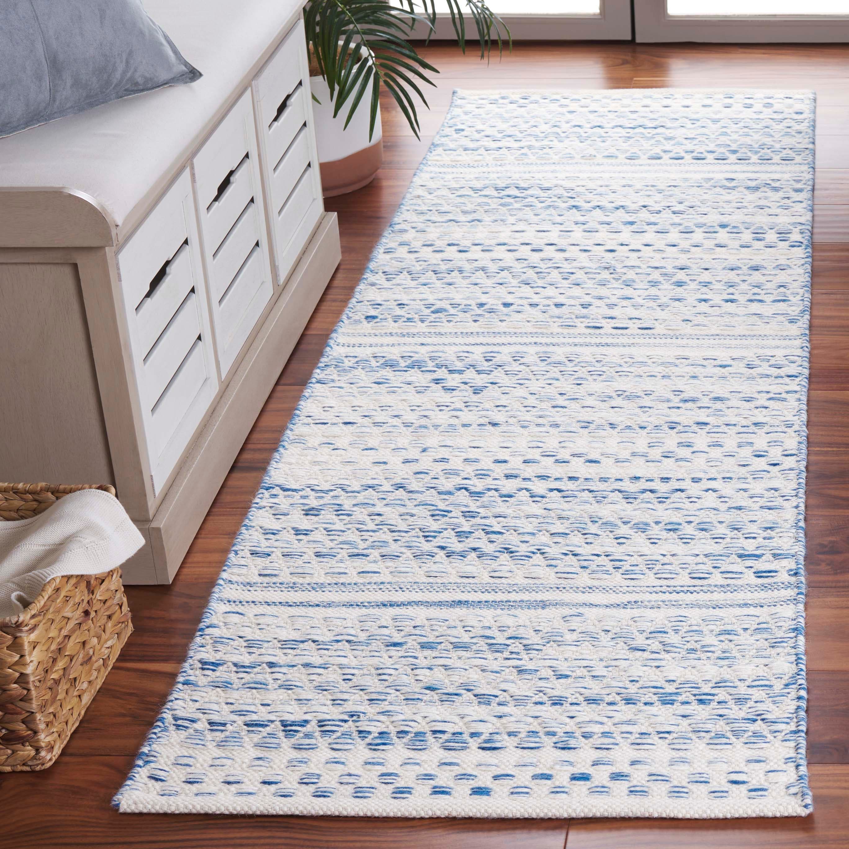  Kilim 954 Ivory/Blue Contemporary 2Ft-3In x 8Ft Runner Rug