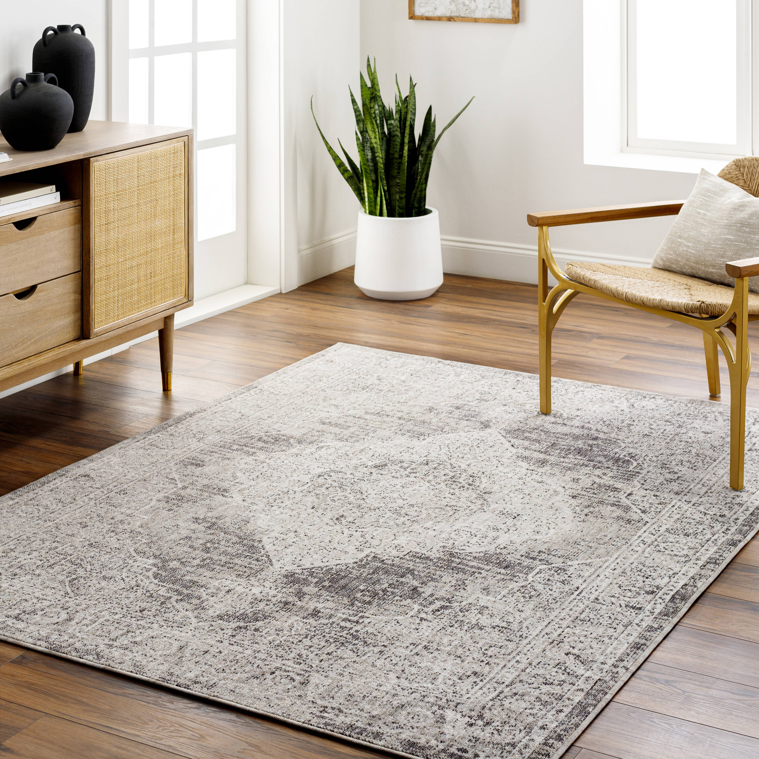 Livabliss JLT2305-71010 Juliet 8 x 10 (ft) Synthetic Light Gray Rectangular Indoor/Outdoor Medallion Bohemian/Eclectic Area rug