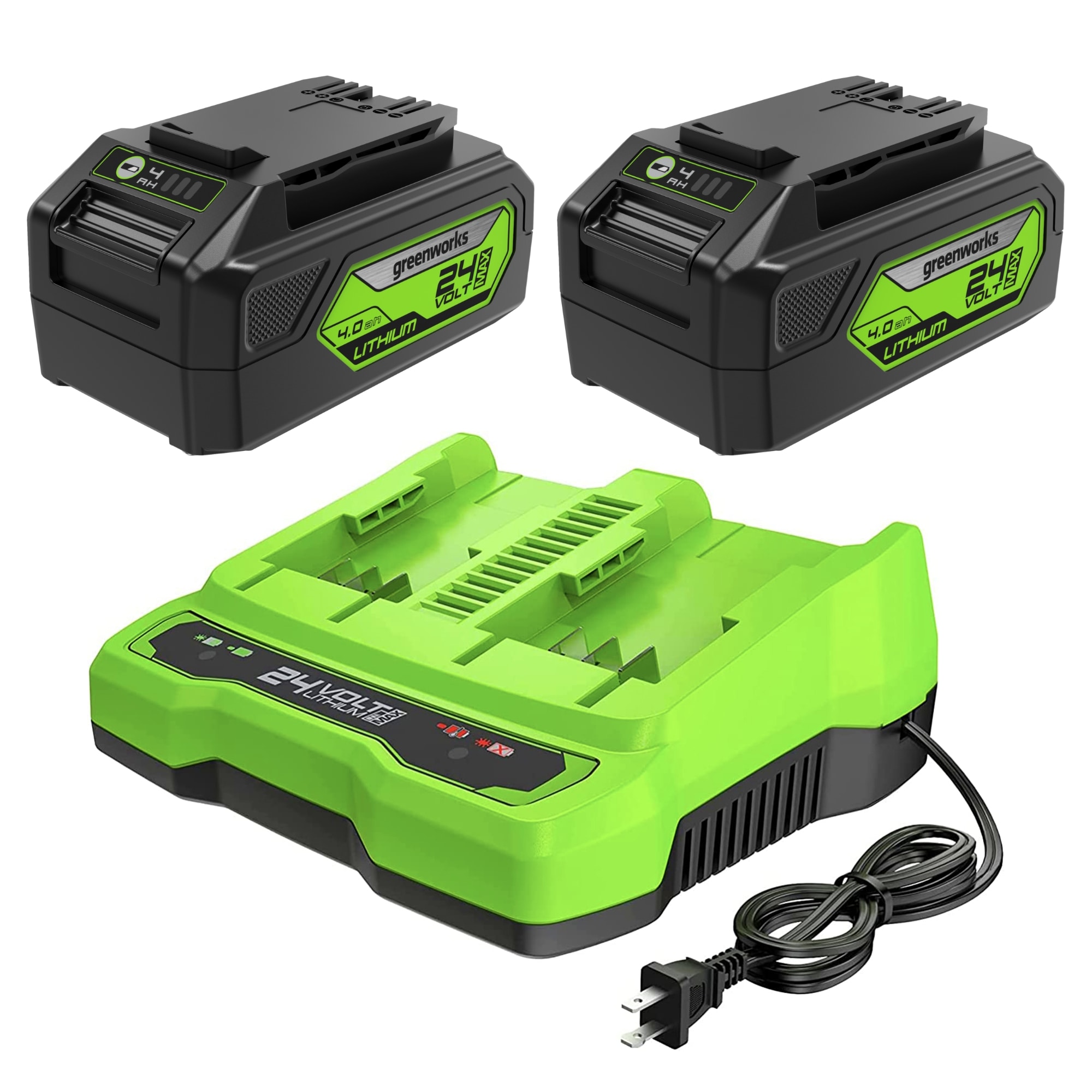 Greenworks STK24B410 24 -Volt, 4 Ah 4 Ah 2 -Pack Lithium Ion (Li-ion) Battery/Charger