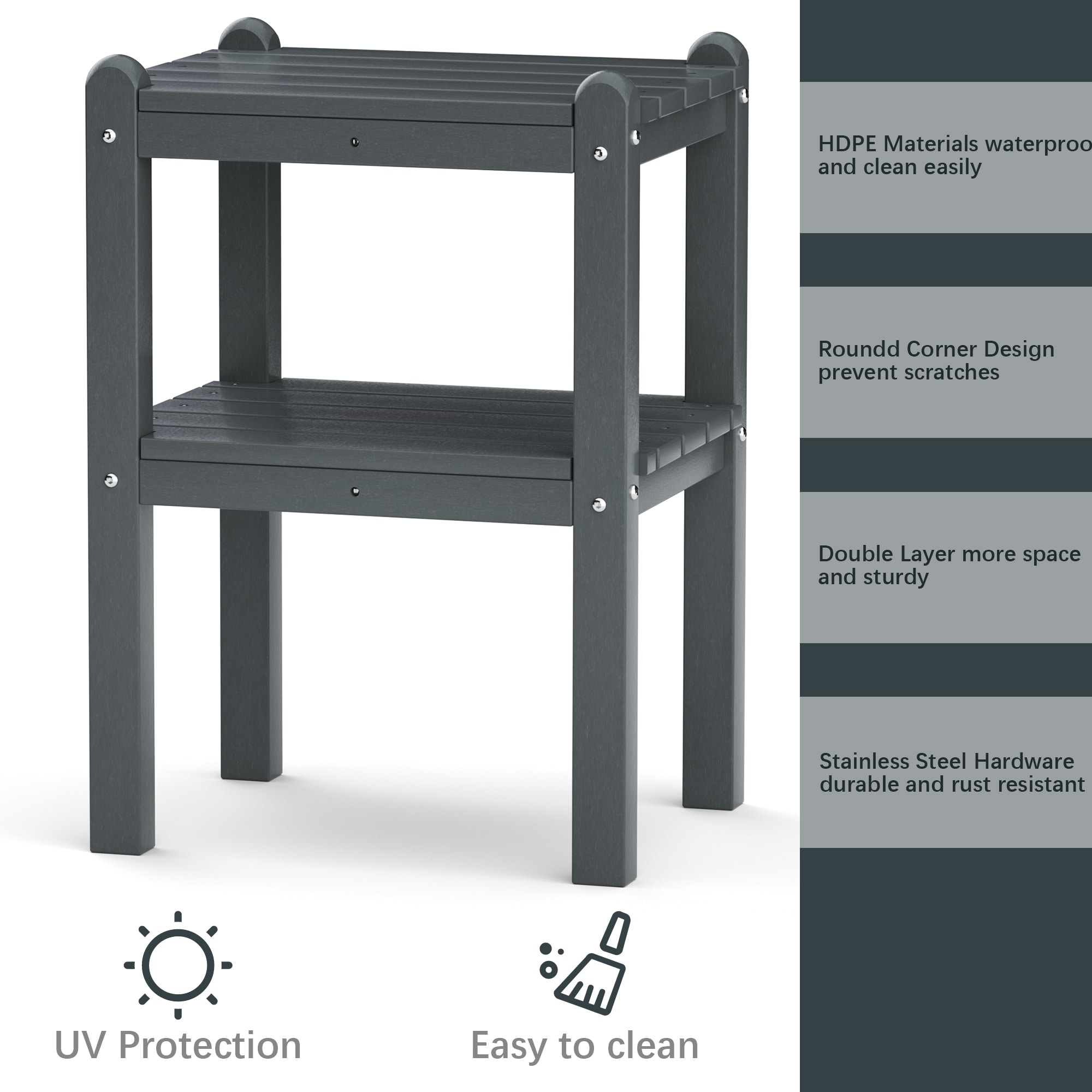 Poly furniture ST-HE03-GY Patio-Tables - View #3