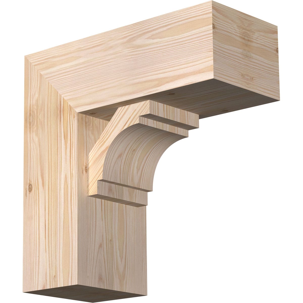 Ekena Millwork 1463363 Merced Block Smooth Bracket with Offset Brace Douglas Fir Wood Standard Bracket