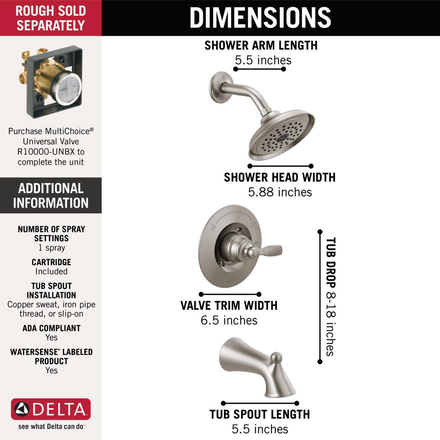 Delta T14432-SS Tub-Shower-Faucets - View #3