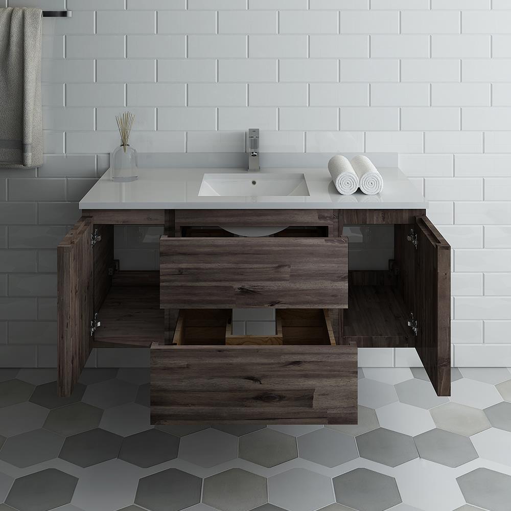 Formosa 47" Brown Acacia Wall-Mounted Single Vanity Base