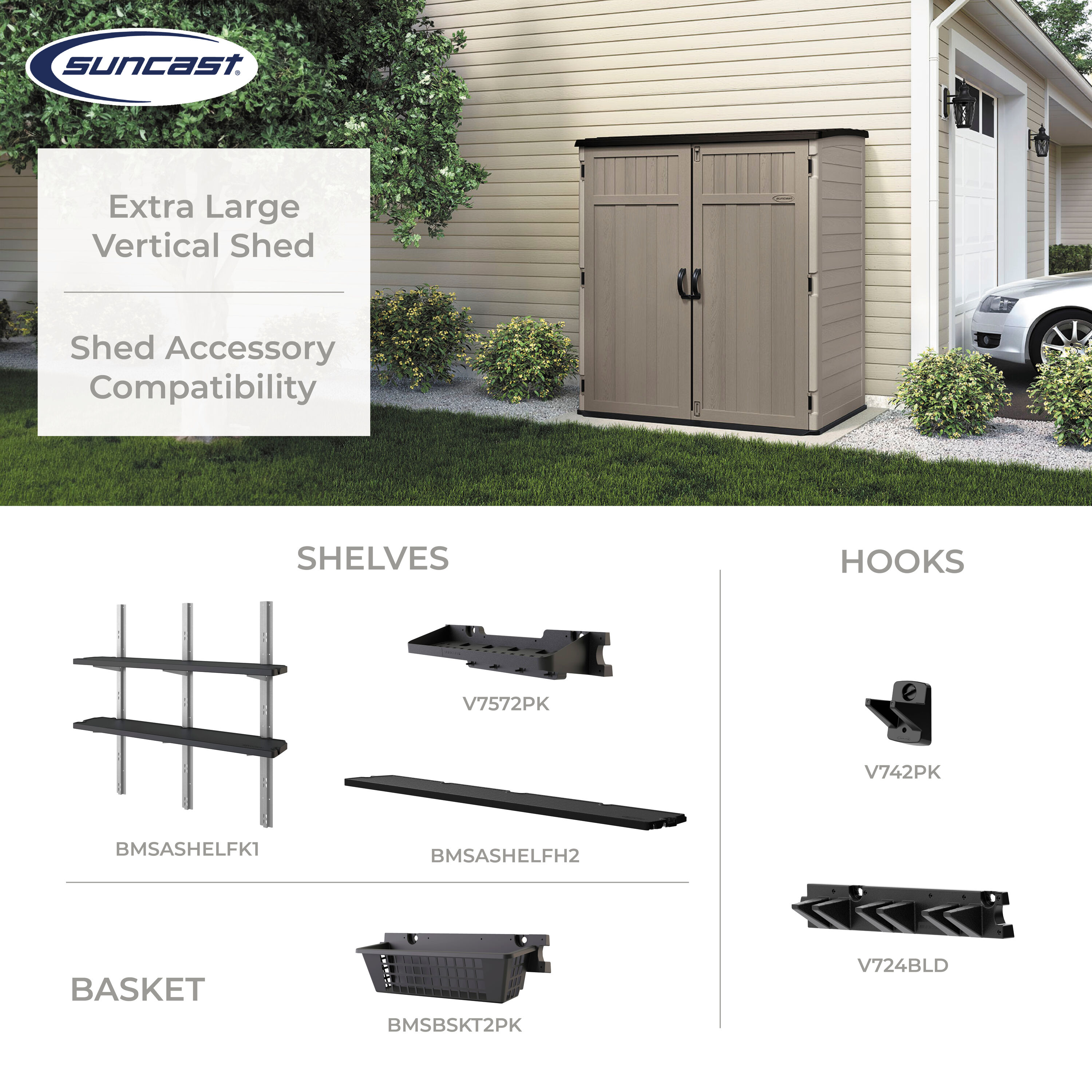 Dark Taupe and Cobblestone Resin Vertical Storage Shed Kit