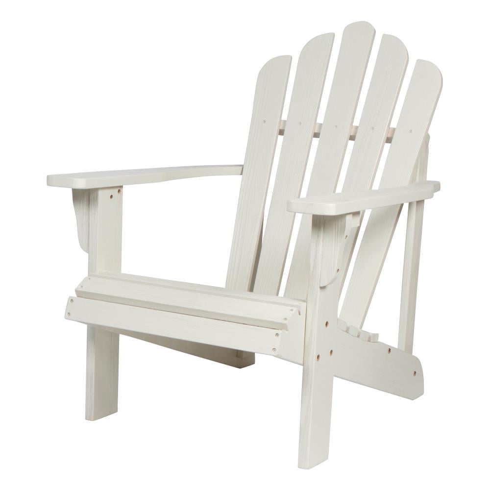 Shine Company 4621EW Westport II Eggshell White Wood Frame Stationary Adirondack Chair with Slat Seat