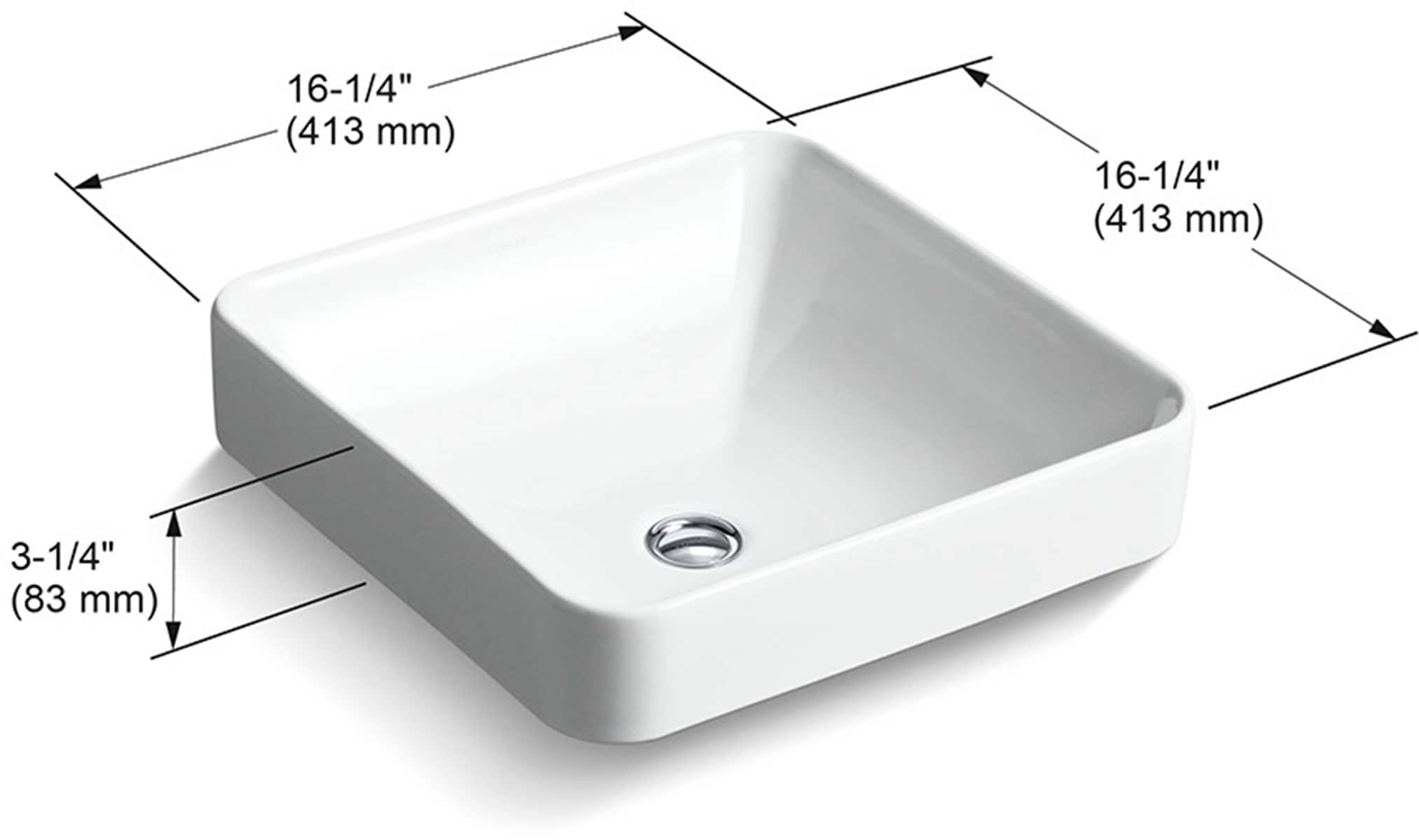 KOHLER Vox White Drop-In Square Traditional Bathroom Sink with Overflow ...