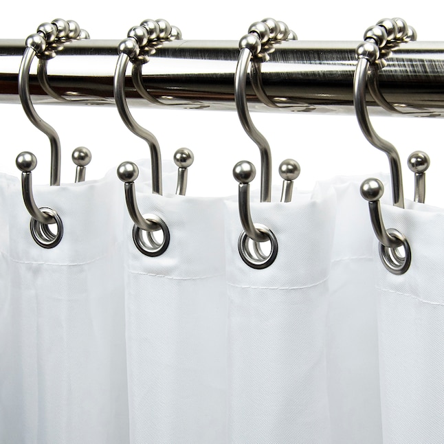 allen + roth 12-Pack Brushed Nickel Double Shower Curtain Hooks in the  Shower Rings & Hooks department at