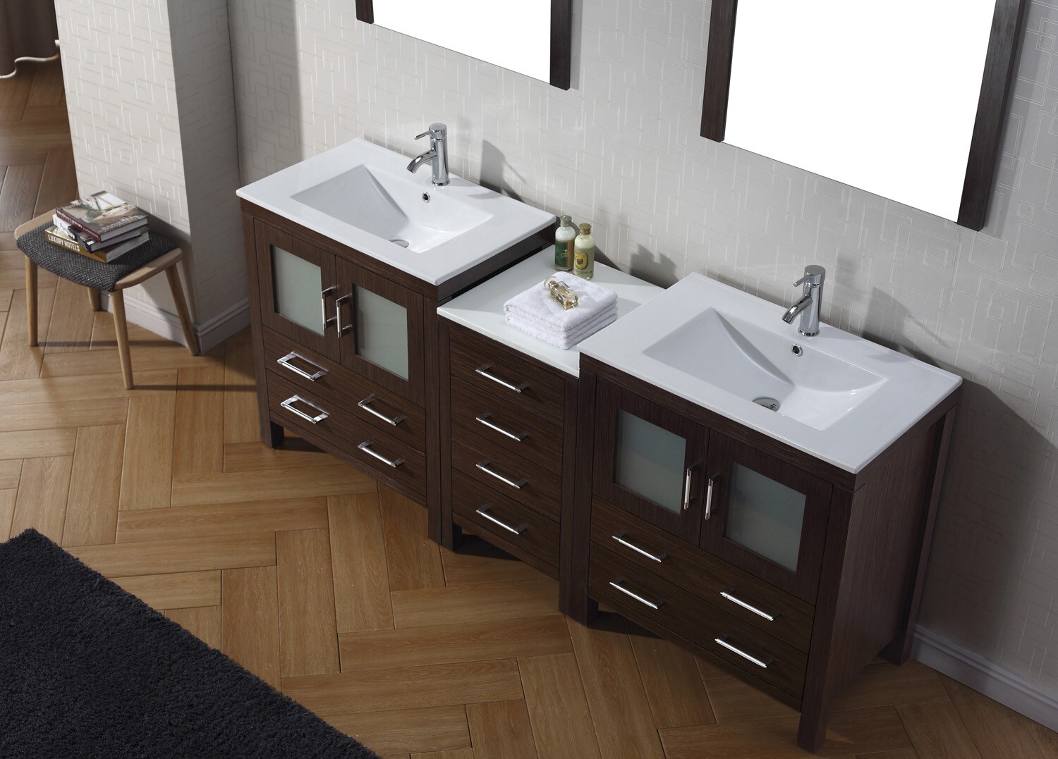 Virtu Usa Dior 78 In Espresso Double Sink Bathroom Vanity With White Engineered Stone Top 