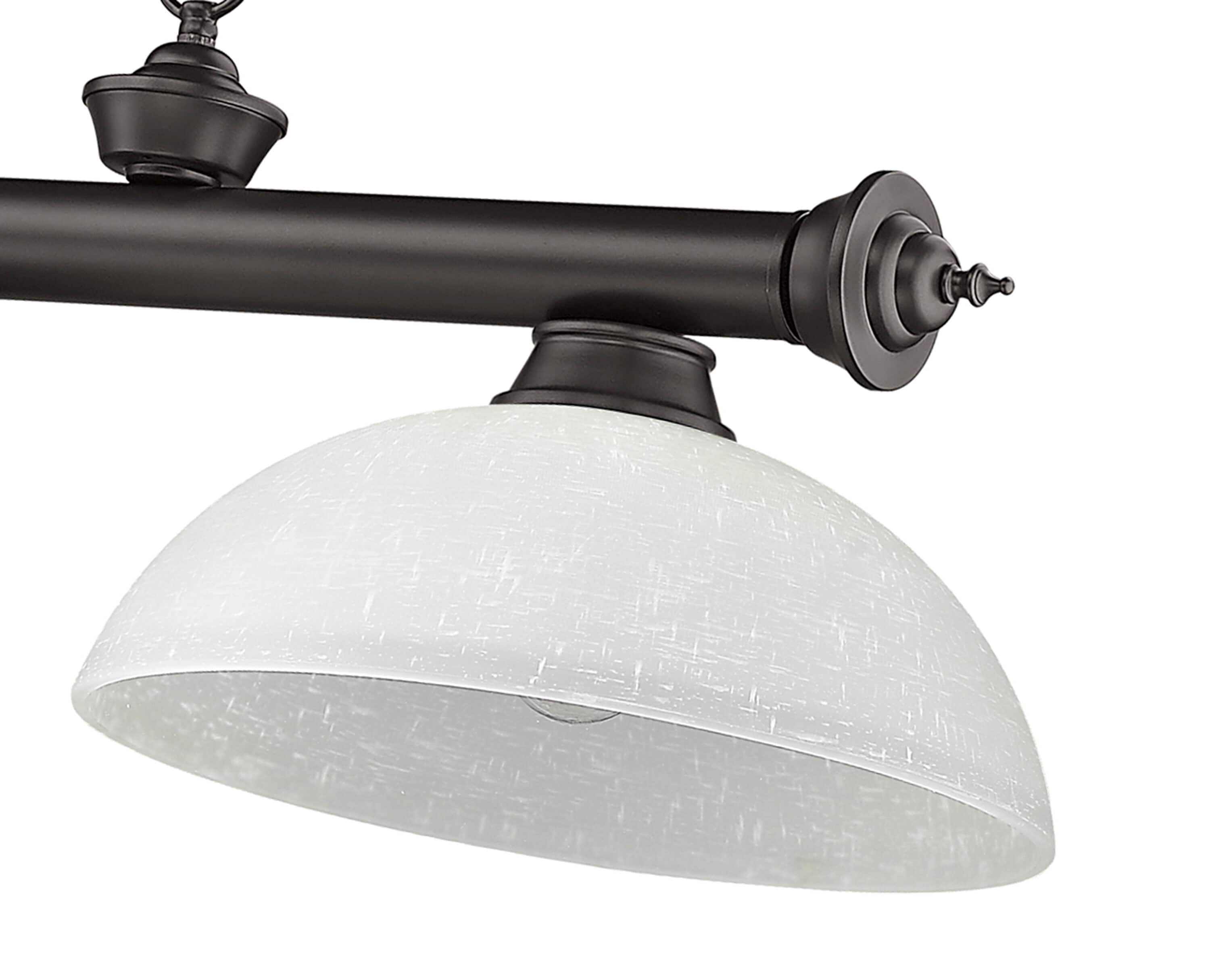 Bronze 3-Light Pendant with White Linen Glass Shades