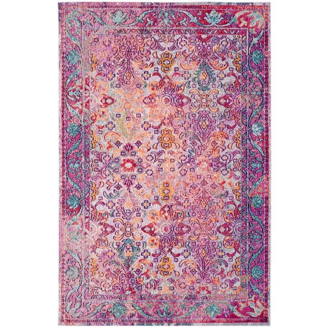 Safavieh Crystal Tristan 5 x 8 Light Blue/Fuchsia Indoor Floral/Botanical Oriental Area Rug Safavieh Crystal Tristan 5 x 8 Light Blue/Fuchsia Indoor Floral/Botanical Oriental Area Rug