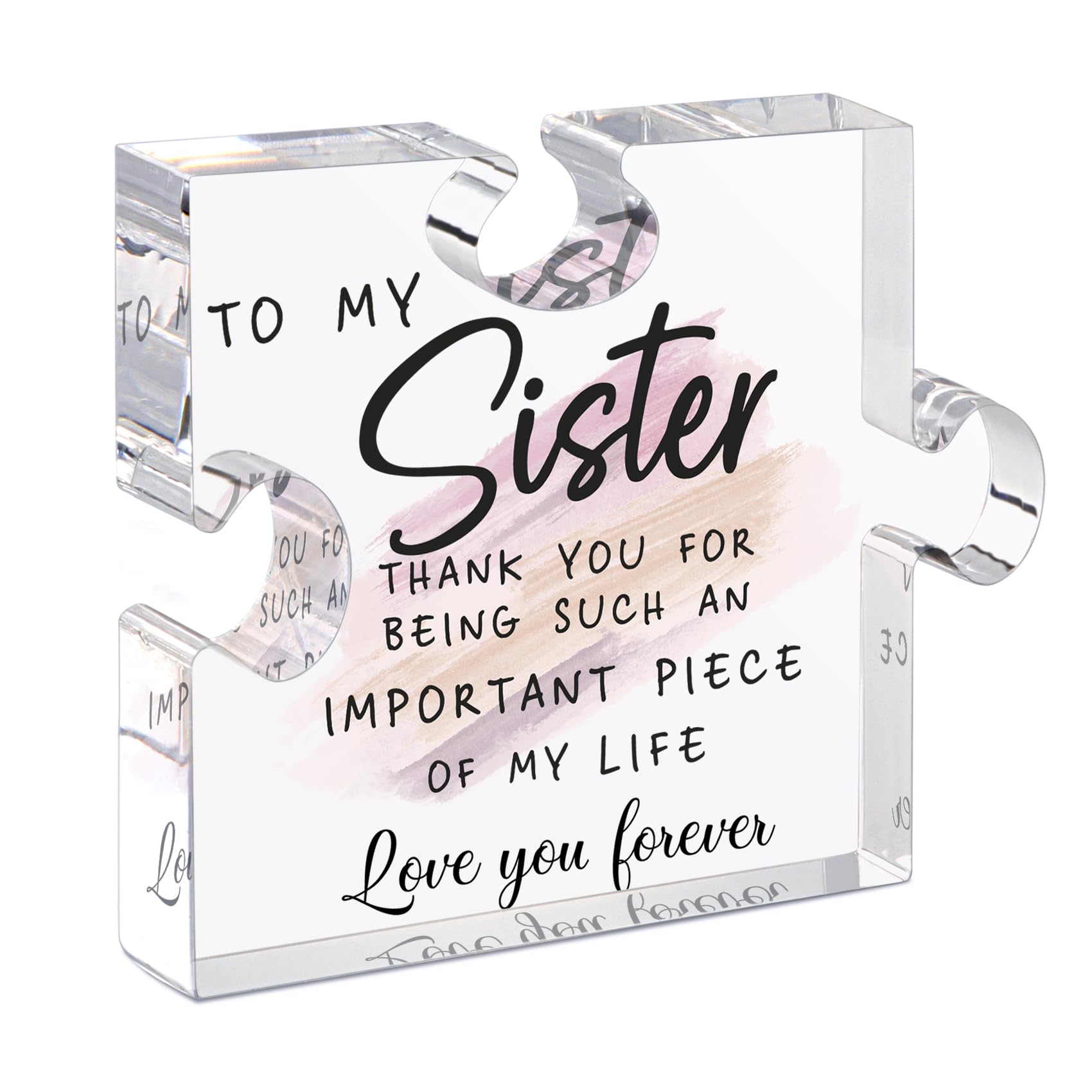 Oyezvary  Acrylic Puzzle Shaped Plaque Gift for Sister Unique Birthday Present from Brother or Sister durable home and garden accessory designed