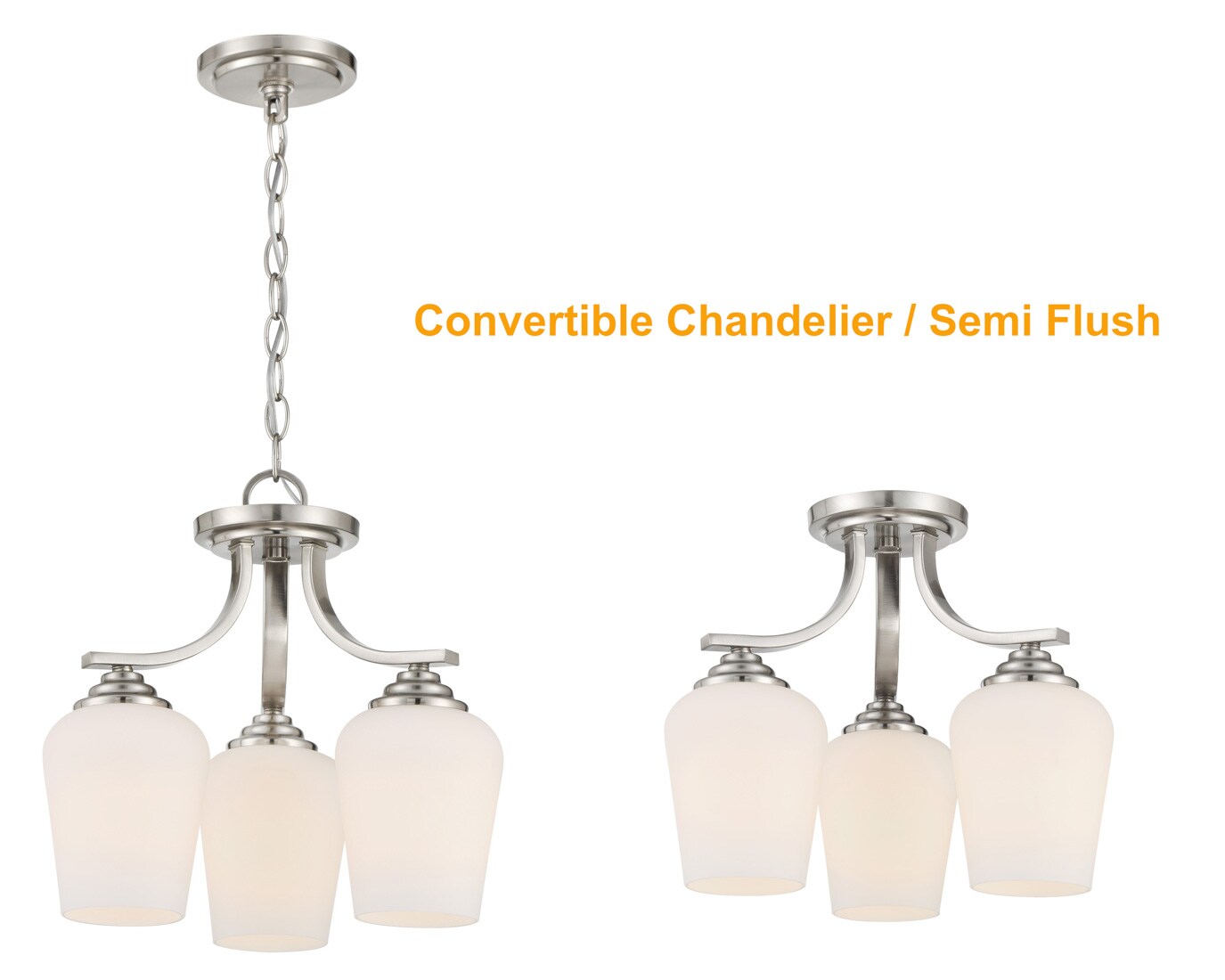Minka Lavery 4926-84 Shyloh 3 -Light 15.5-in Brushed Nickel Semi Flush Mount Light