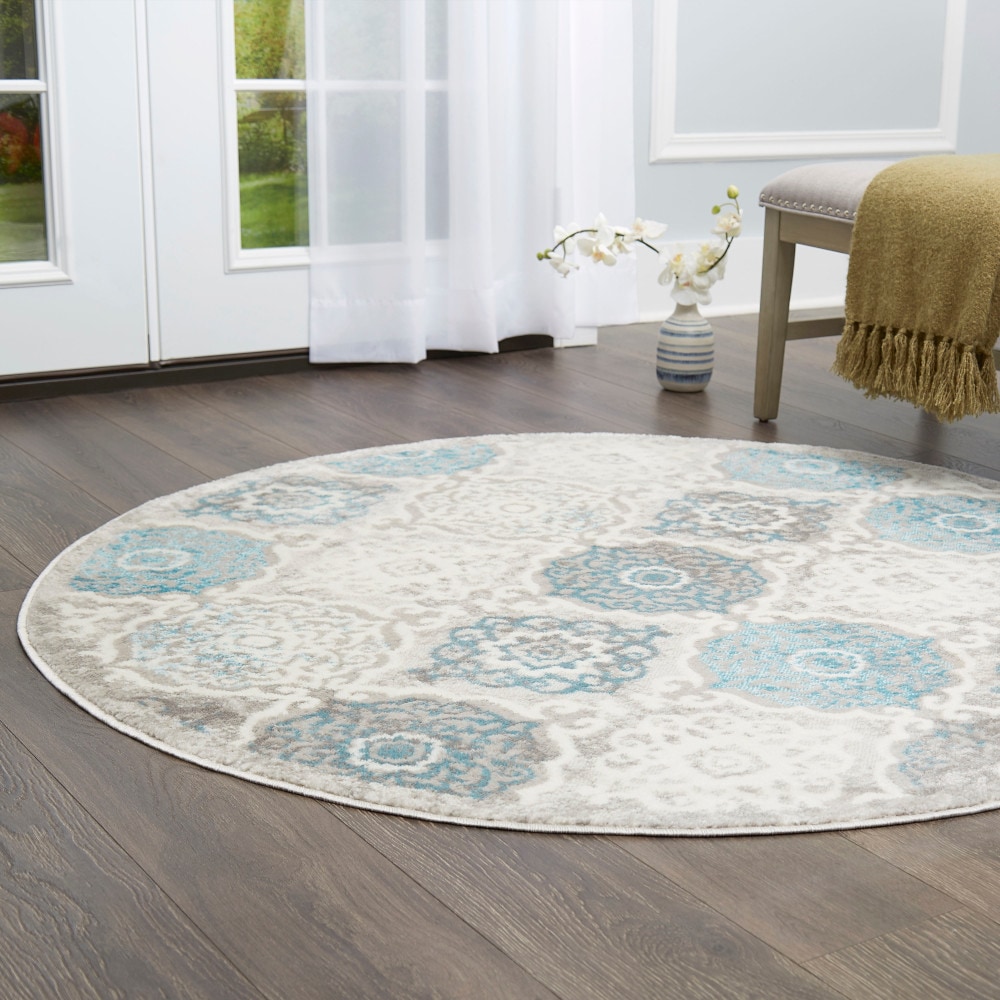 Home Dynamix 8R-HD7585-705 Boho Andorra 8 x 8 (ft) Loomed Polypropylene Gray Round Indoor Damask Bohemian/Eclectic Area rug