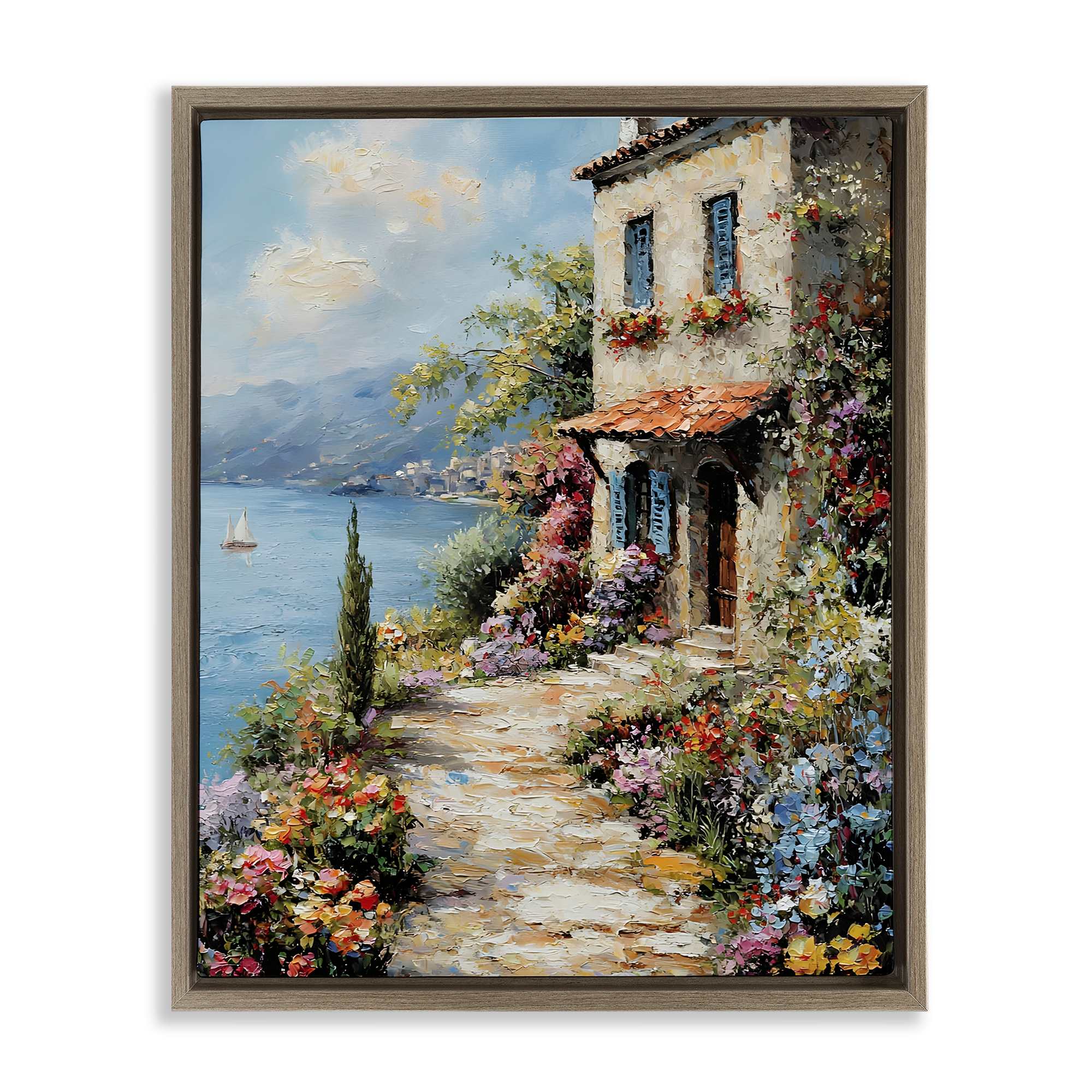 Stupell Industries BT-709-FFE-24X30 Seaside Cottage Architecture Floating Frame design by Franklyn Gregory