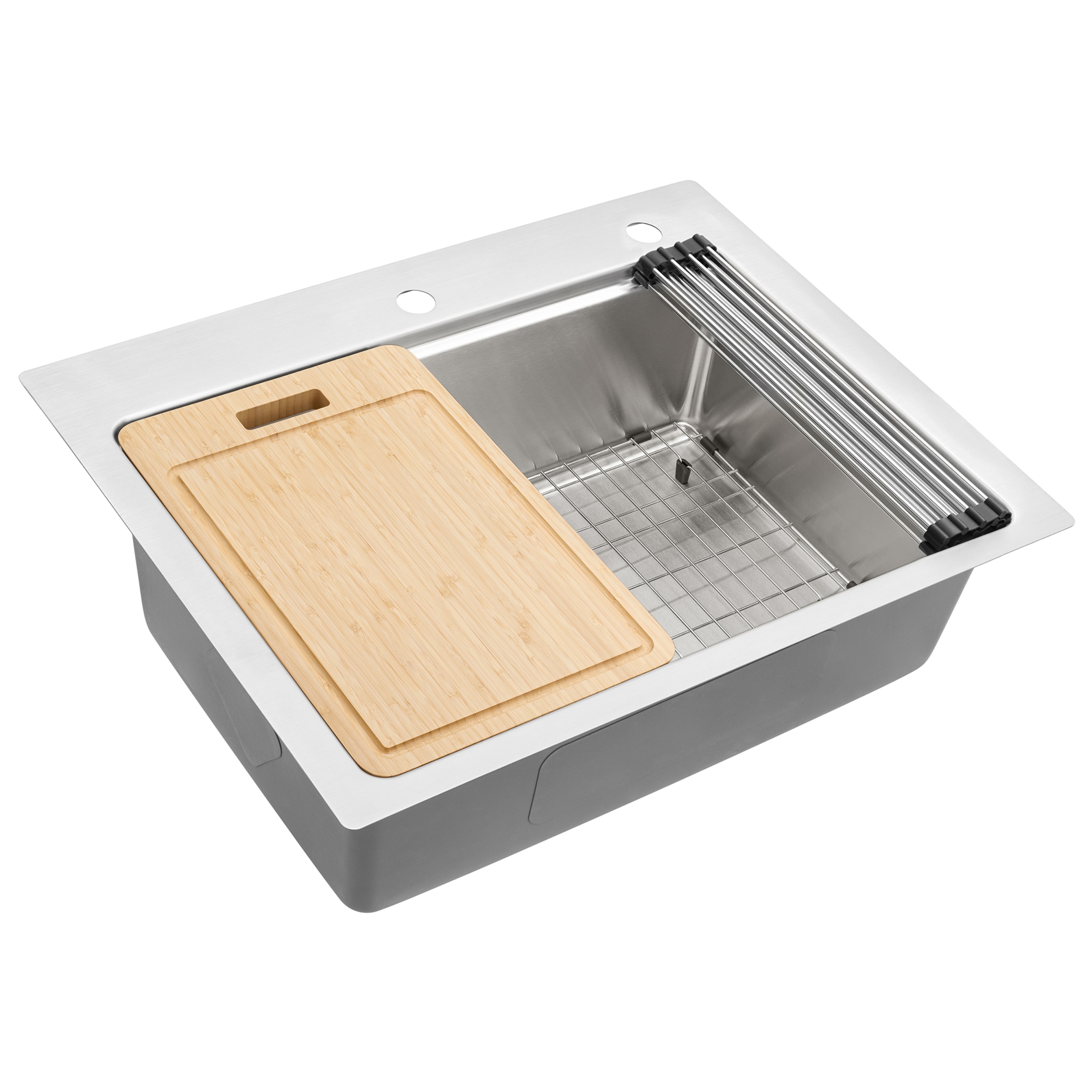 Ruvati Renaro Drop-in 28-in x 22-in Stainless steel Single bowl 16 -Gauge Workstation Kitchen Sink #RVM5228
