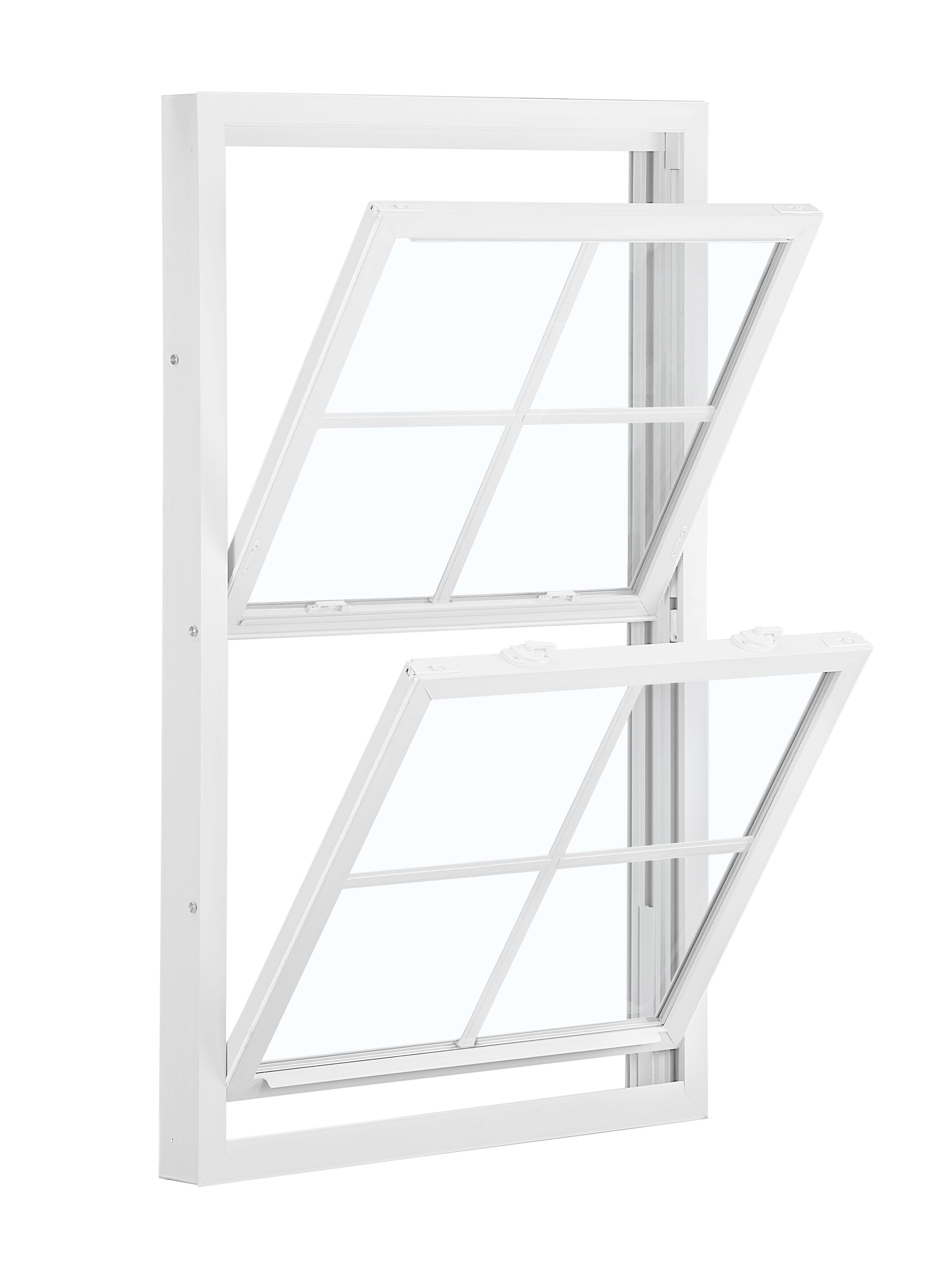 RELIABILT 7198012268773201DH 3201 Series 23-3/4-in x 35-3/4-in White White Vinyl Replacement Double Hung Window Low-E argon Double Pane Glass with Grids (Half Screen Included)
