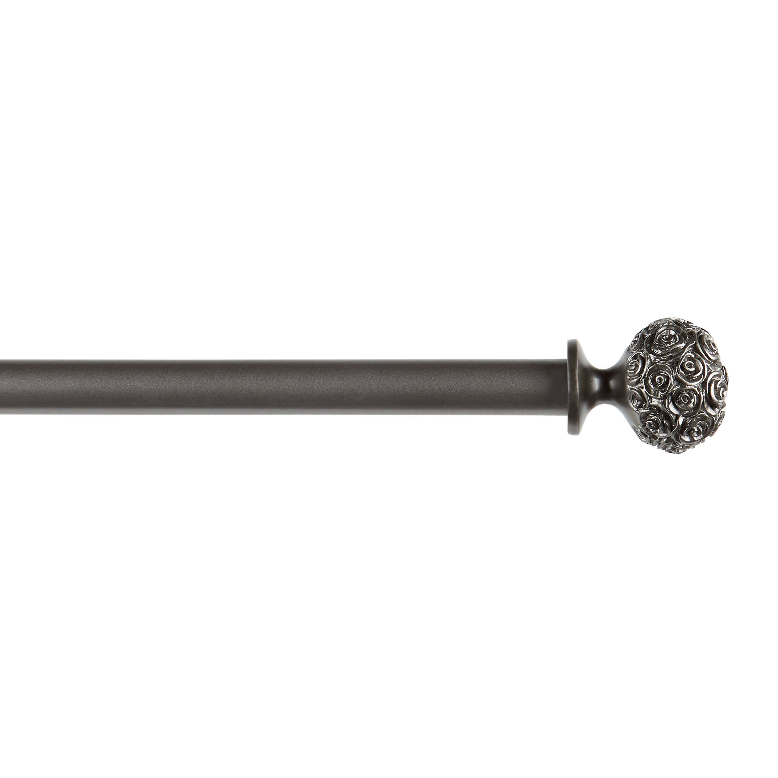 Exclusive Home RD014856DSEHB1 A243 Peony 66-in to 120-in Gunmetal Iron Single curtain rod with Finials