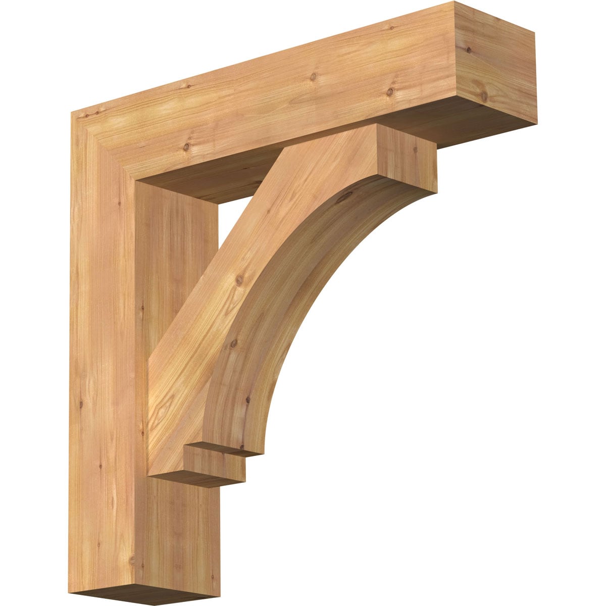 Ekena Millwork 1462786 Imperial Block Smooth Bracket with Offset Brace Western Red Cedar Wood Standard Bracket