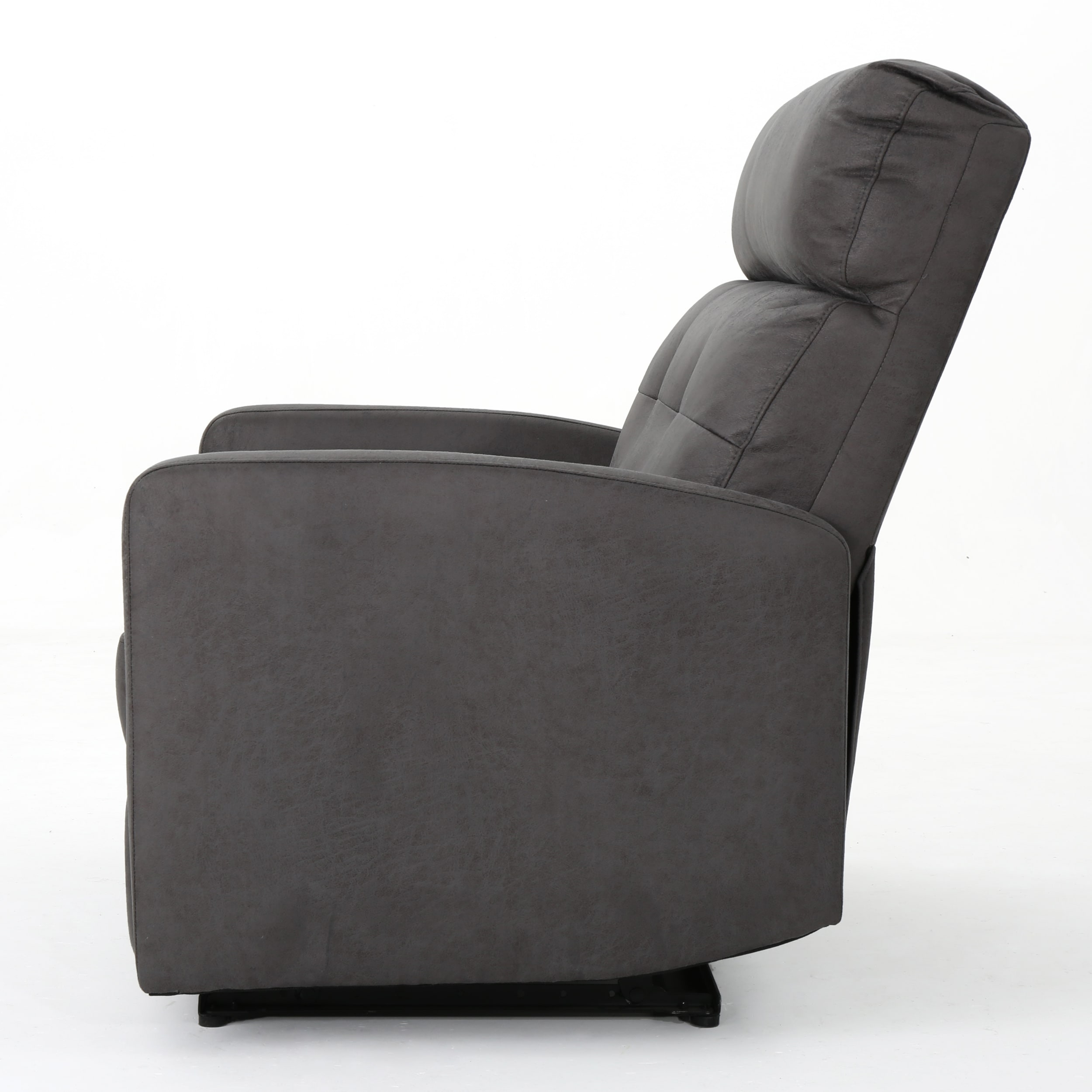 Slate Gray Microfiber 2-Seater Recliner with Wood Frame
