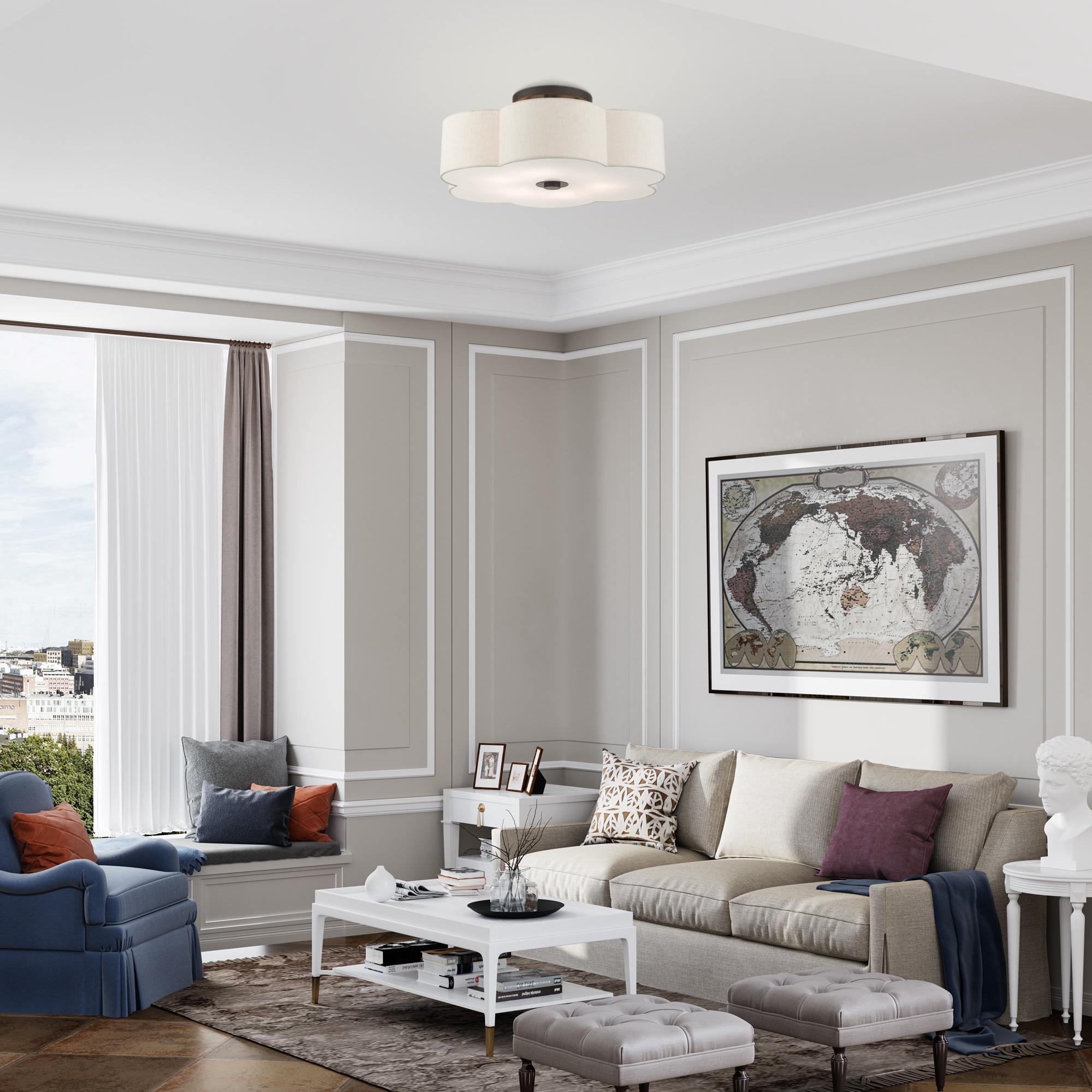 Solstice English Bronze 6-Light Indoor/Outdoor Semi-Flush Mount