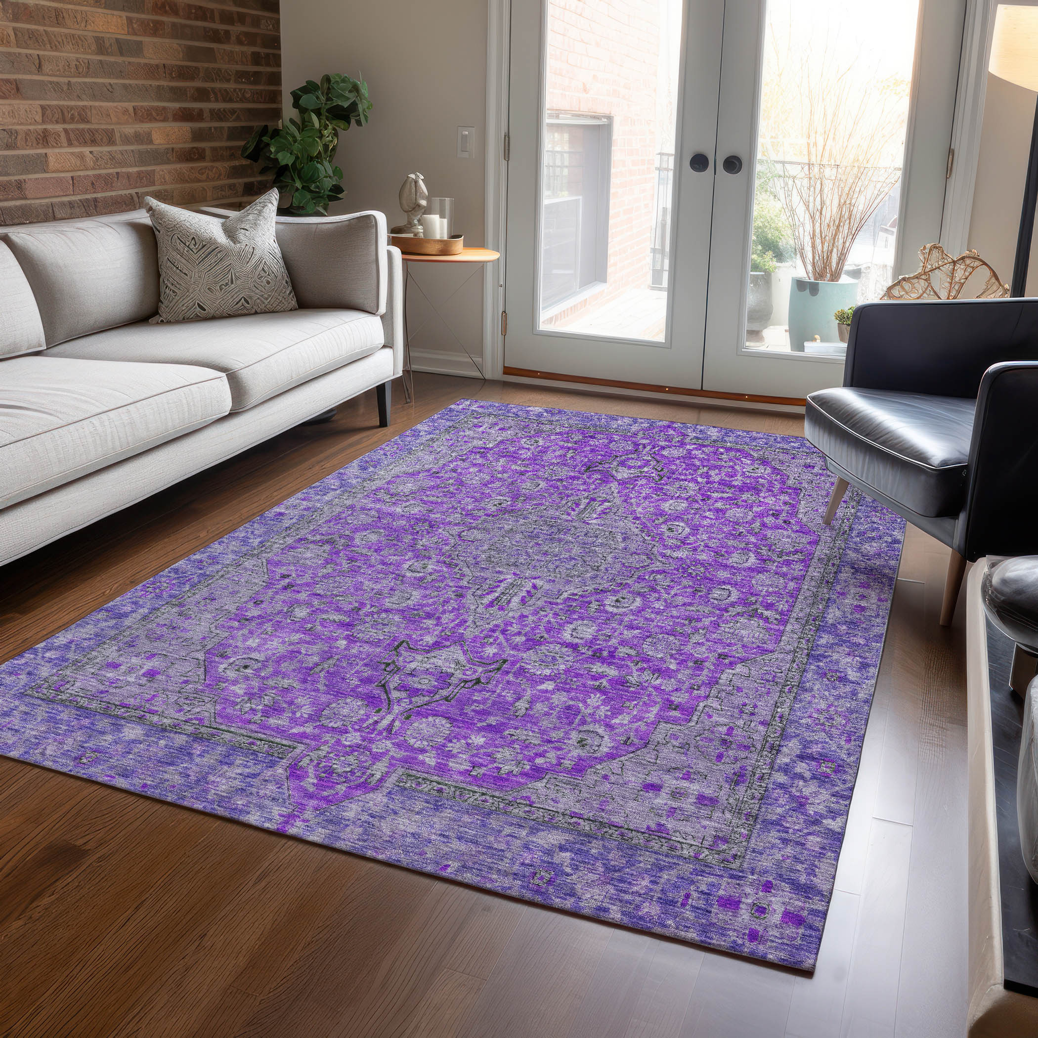 Addison Rugs ACN1651PP5X8 Chantille ACN1651PP 5 x 7 (ft) Loomed Purple Rectangular Indoor/Outdoor Machine washable Pet Friendly Area rug