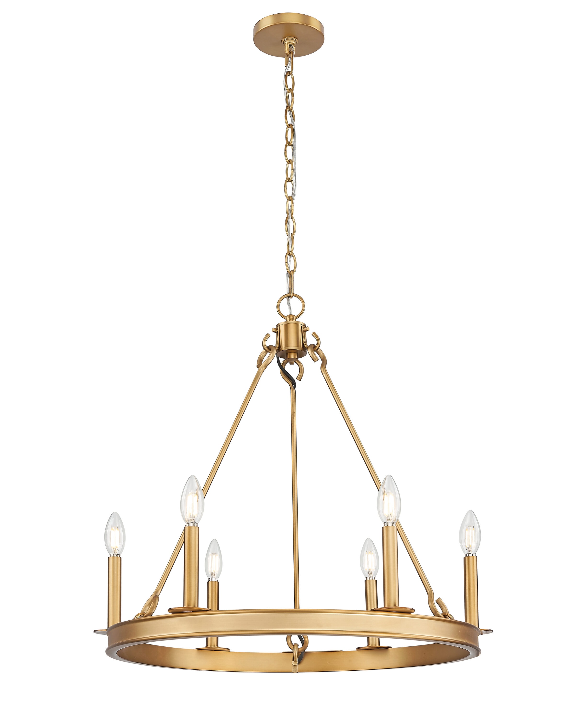 Z-Lite 482R-6RB Barclay 6 -Light Matte Brass Transitional For Use in Bedrooms, Dining Rooms, Foyers, Kitchens, Living Rooms Chandelier
