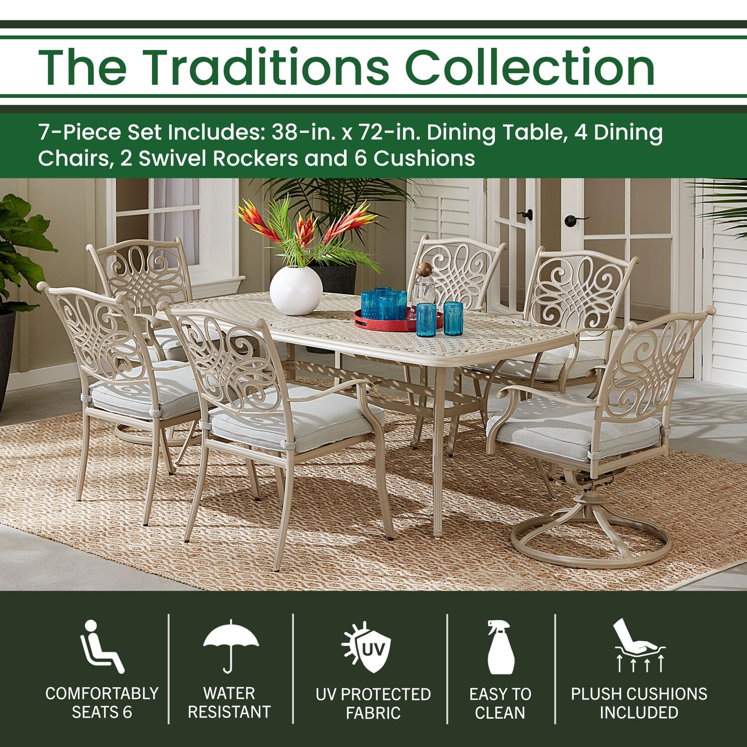Hanover TRADDNS7PCSW2-BE Patio-Dining-Sets - View #2