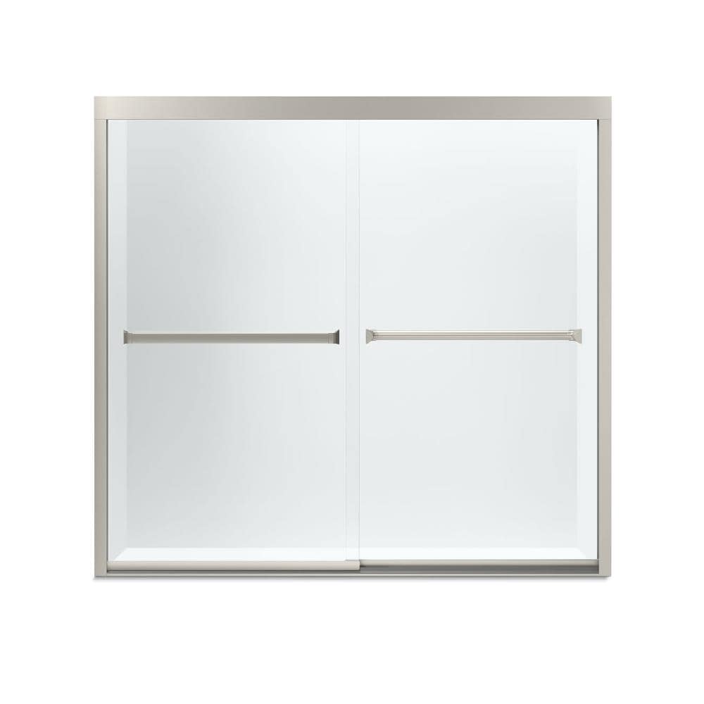 Sterling 581005-59N-G05 Meritor Matte nickel 55-1/2-in to 57-in W x 55.125-in H Frameless Clear Glass Sliding Shower door
