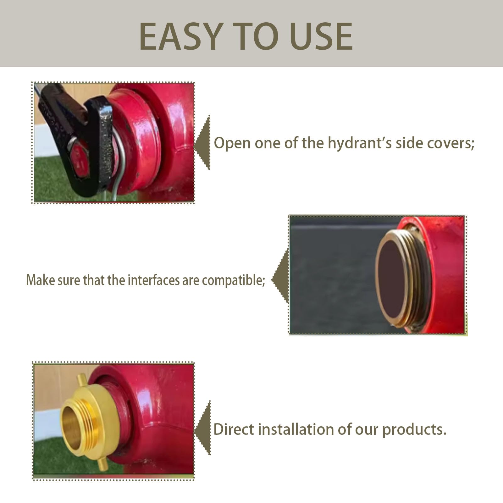 Afoxsos Brass Fire Hydrant Adapter Two and One Half Inch NST Female to ...