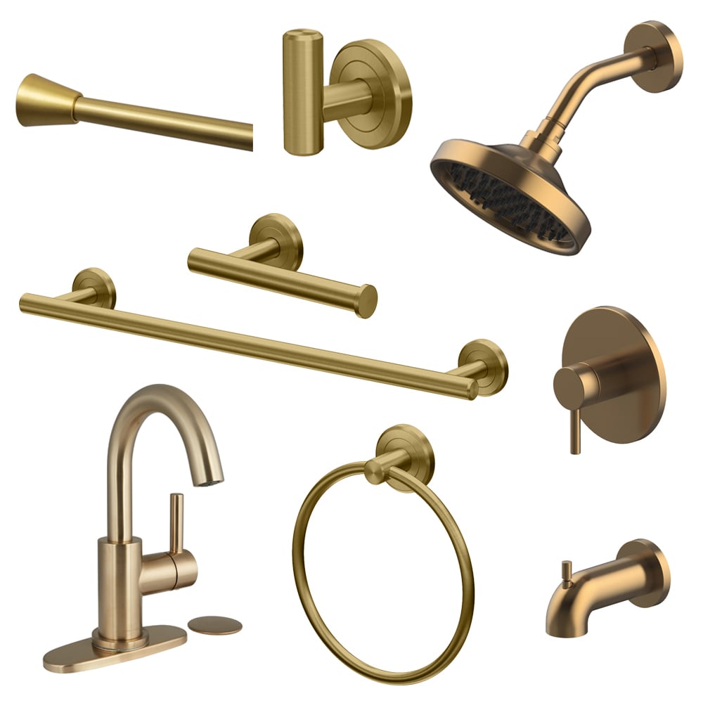 Shop allen + roth Harlow Brushed Bronze Single Hole Faucet and Bath ...