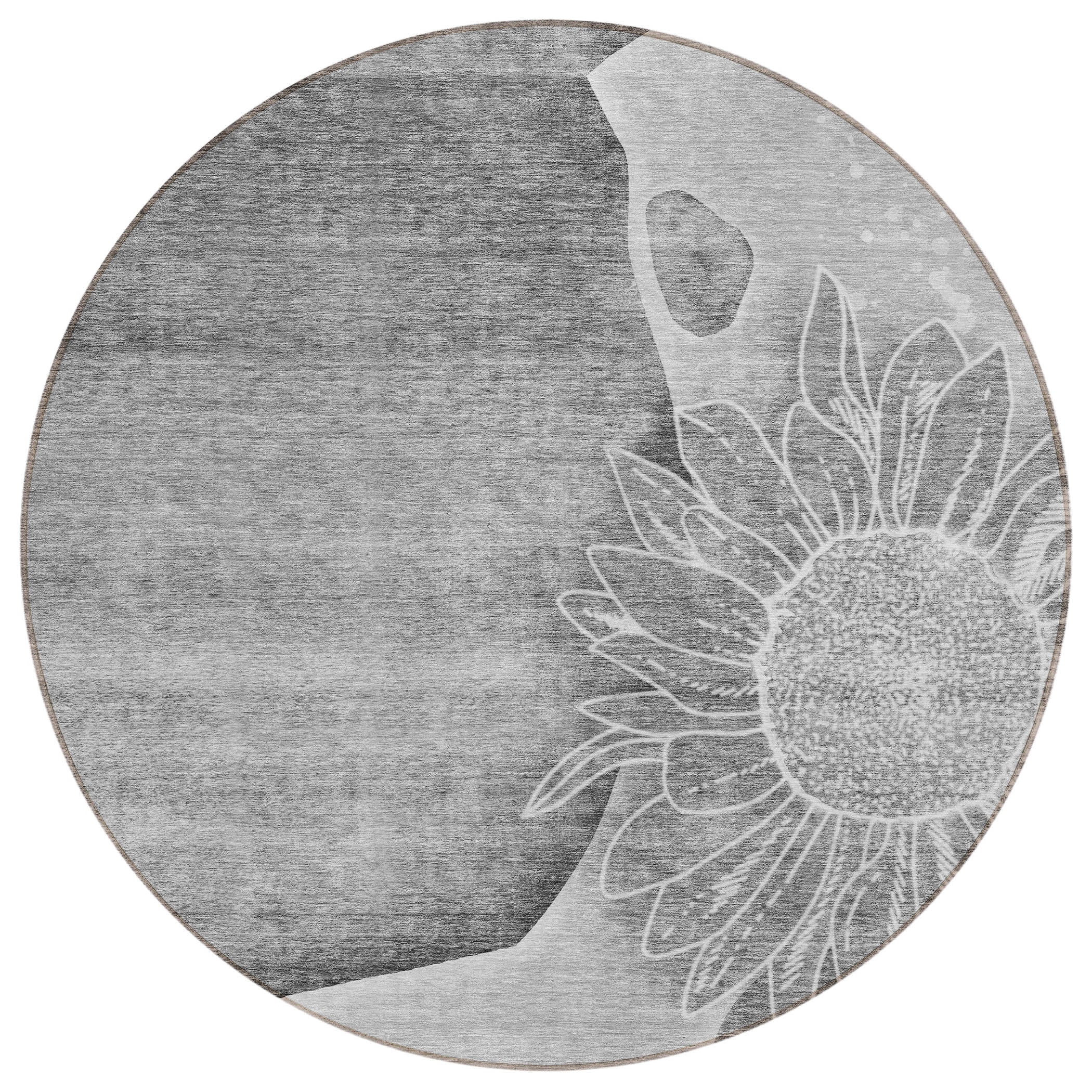 Addison Rugs ACN700GY8RO Chantille ACN700GY 8 x 8 (ft) Polyester Gray Round Indoor/Outdoor Geometric Machine washable Area rug