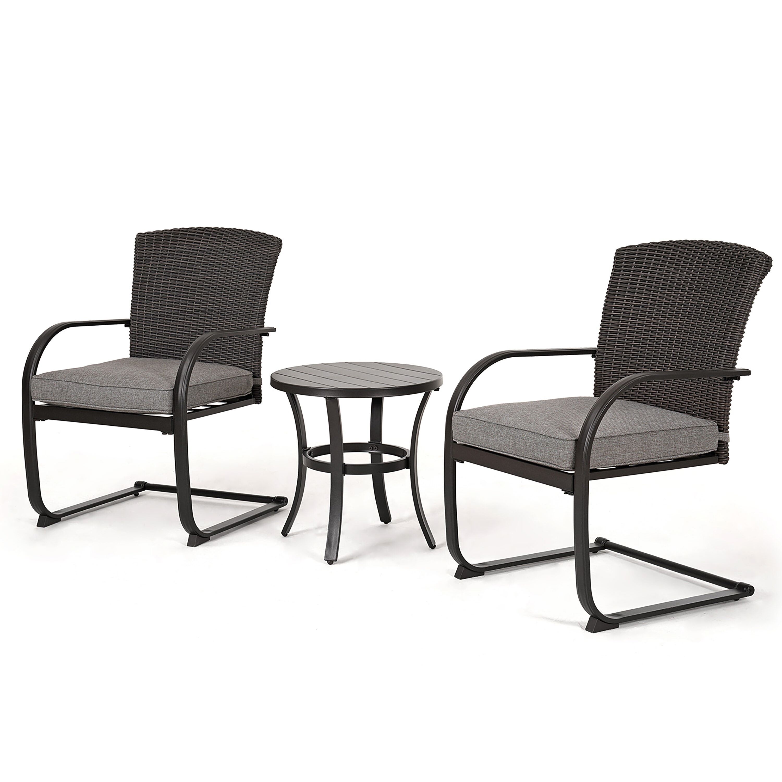 CASAINC ZY-41 3 -Piece Patio Conversation Set with Gray Cushions